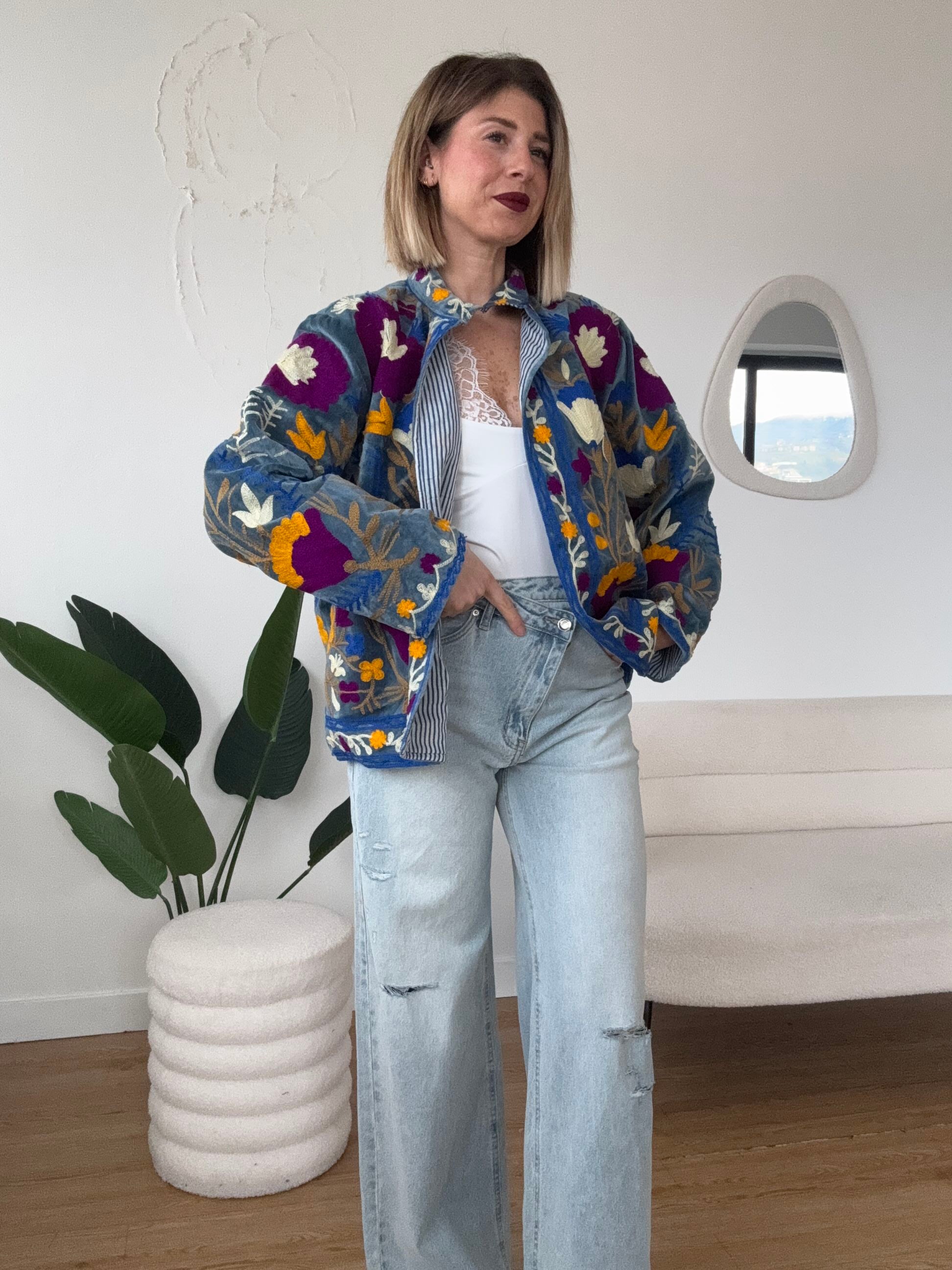 Giacca ricamata con fodera NOVE