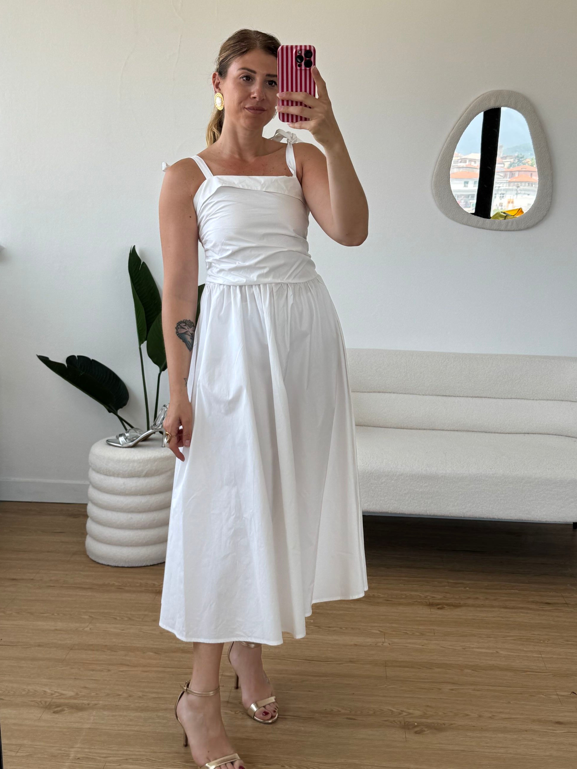 Abito lungo cotone Bianco by Lumina