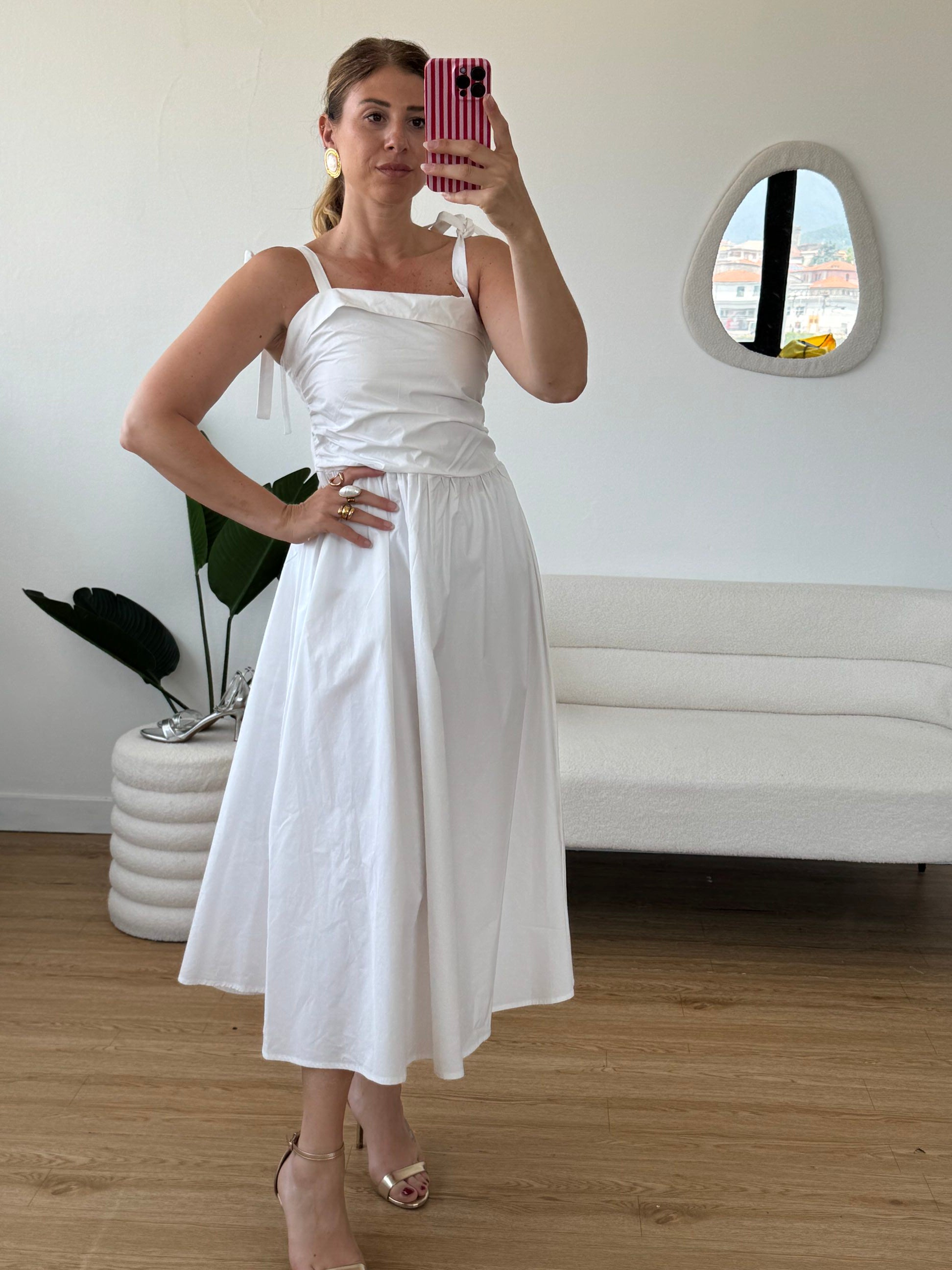 Abito lungo cotone Bianco by Lumina