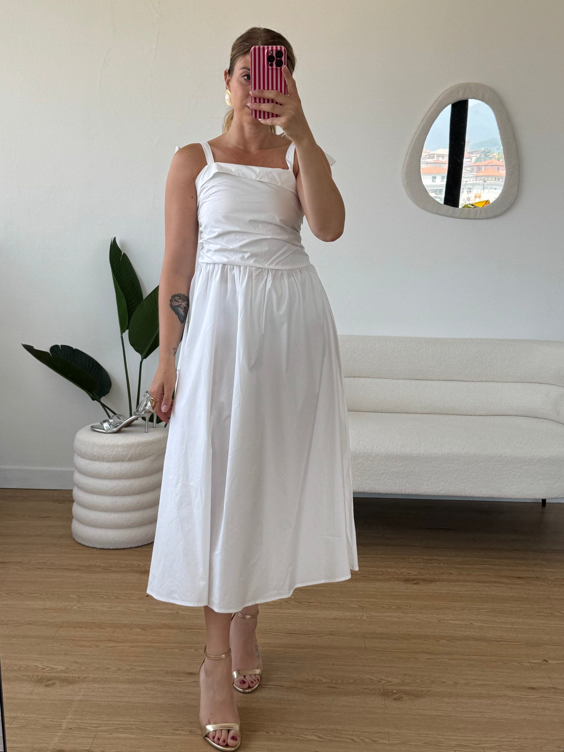 Abito lungo cotone Bianco by Lumina
