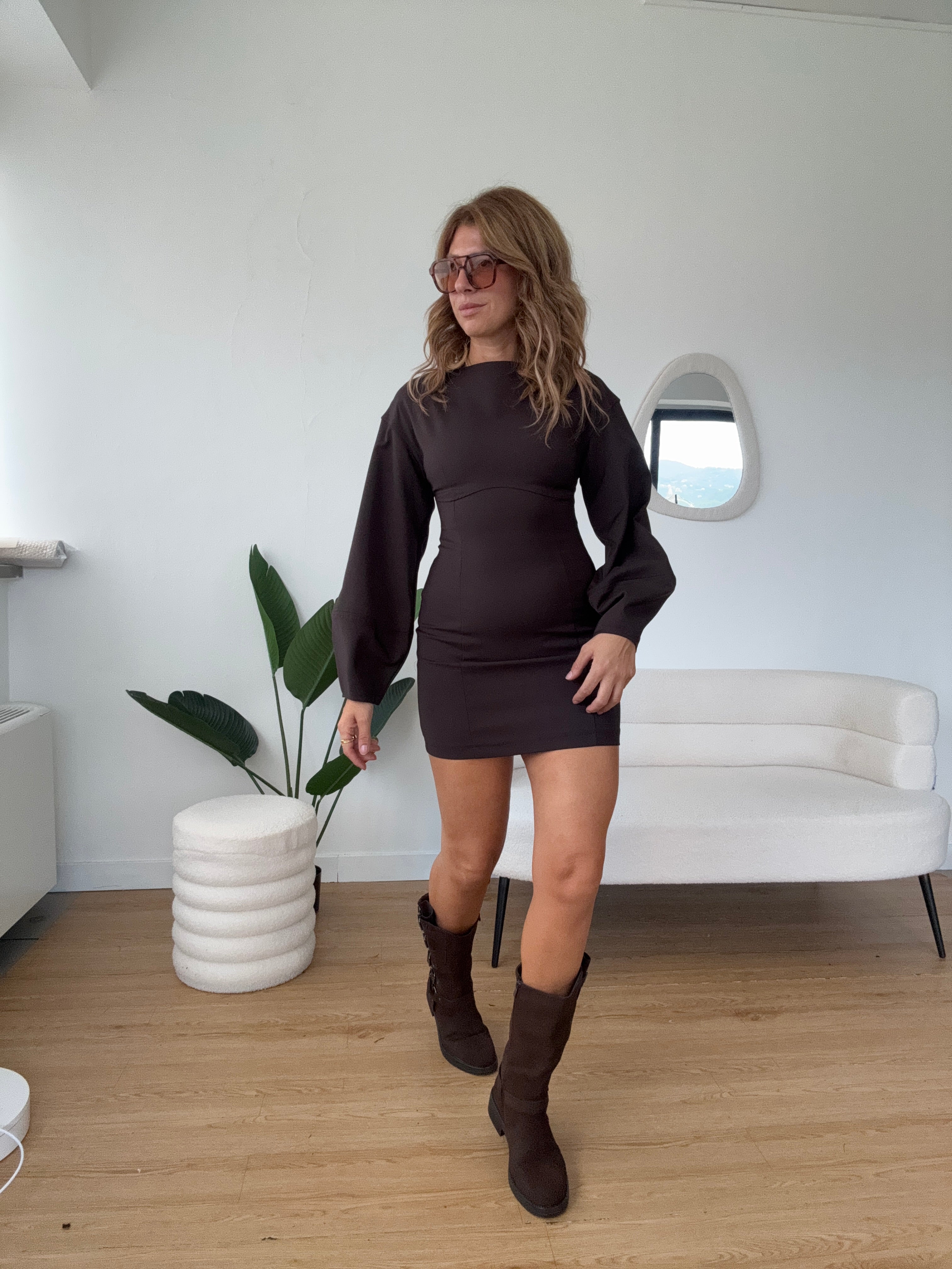 Abito elasticizzato maxi manica by Lumina