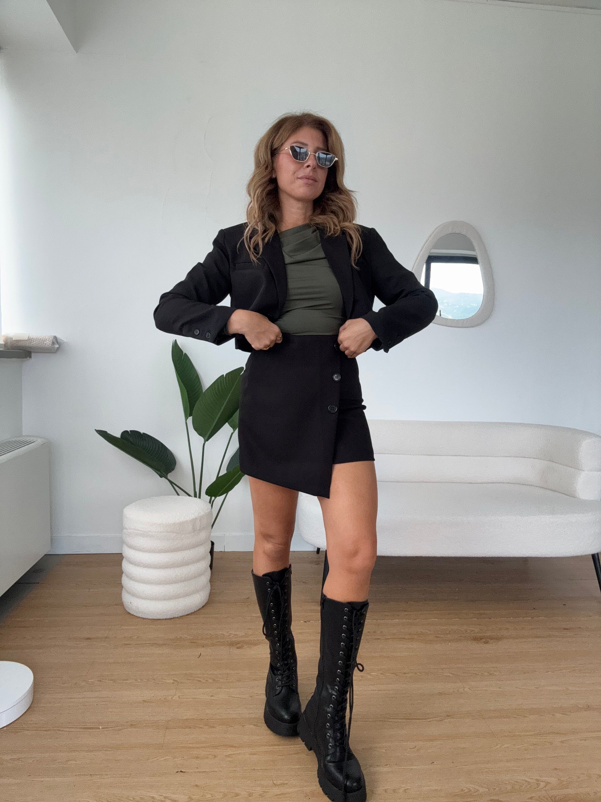 Tailleur blazer crop nero