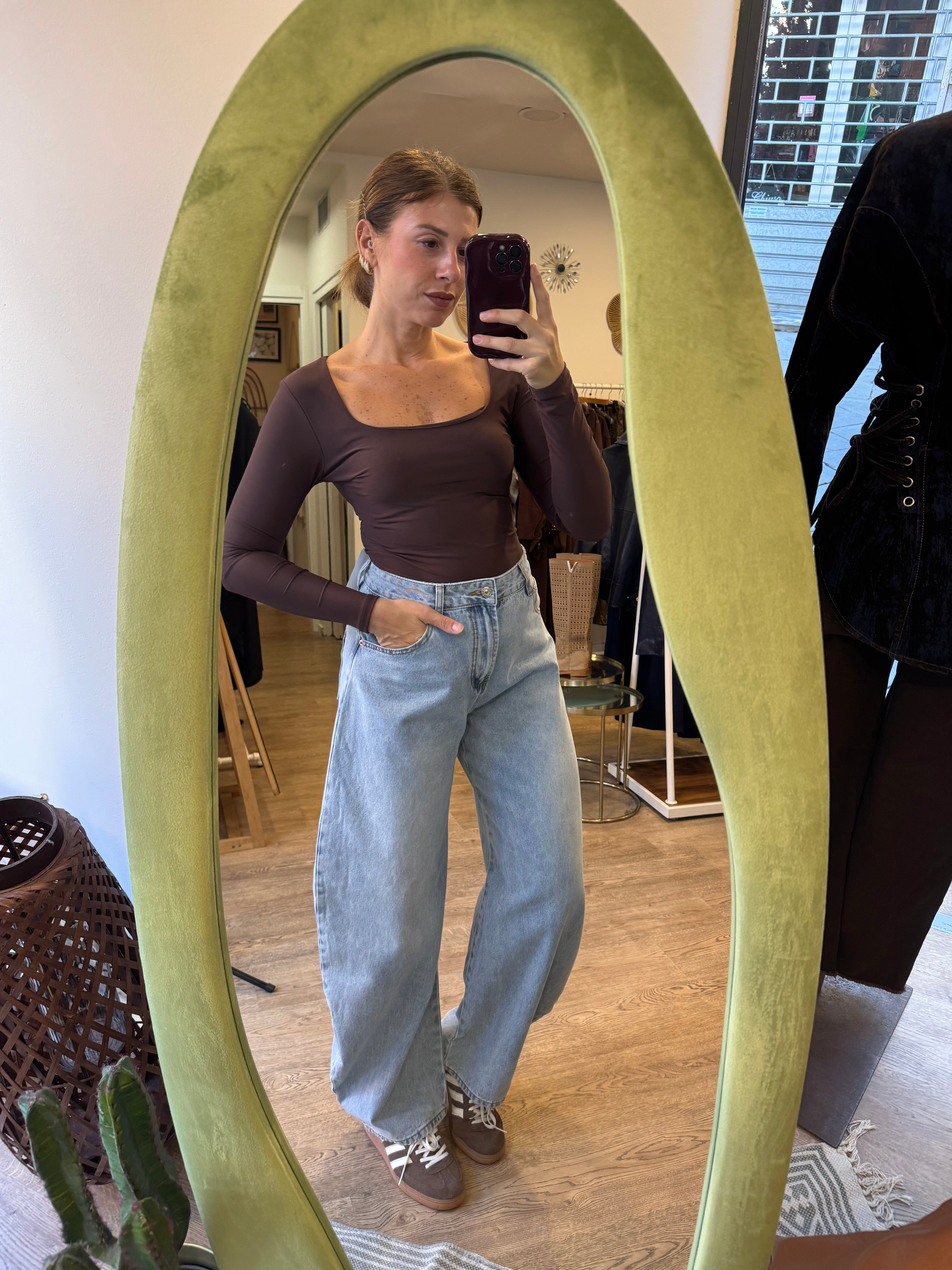 Body scollo squadrato manica lunga