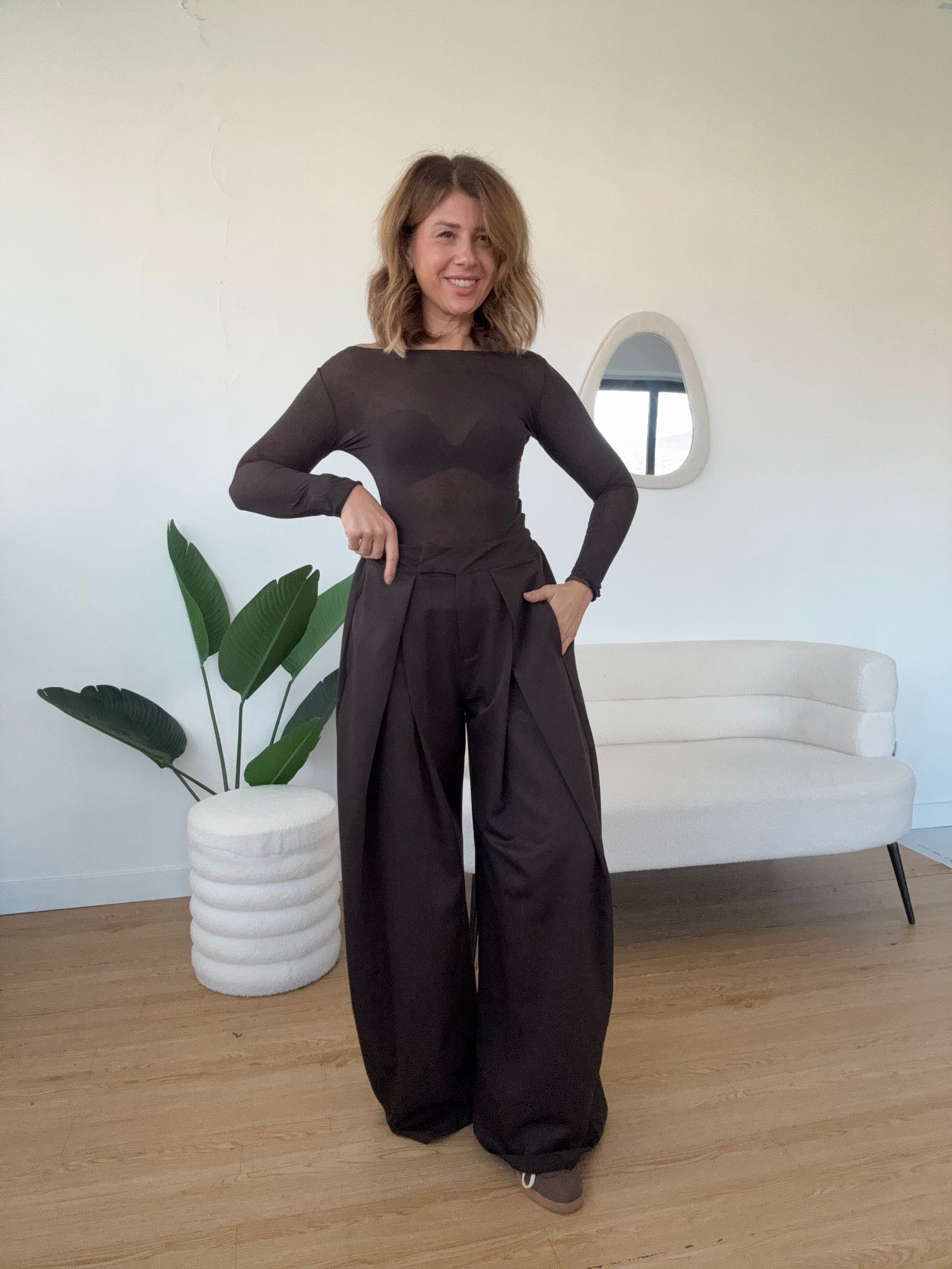 Pantalone maxi wide leg elegante