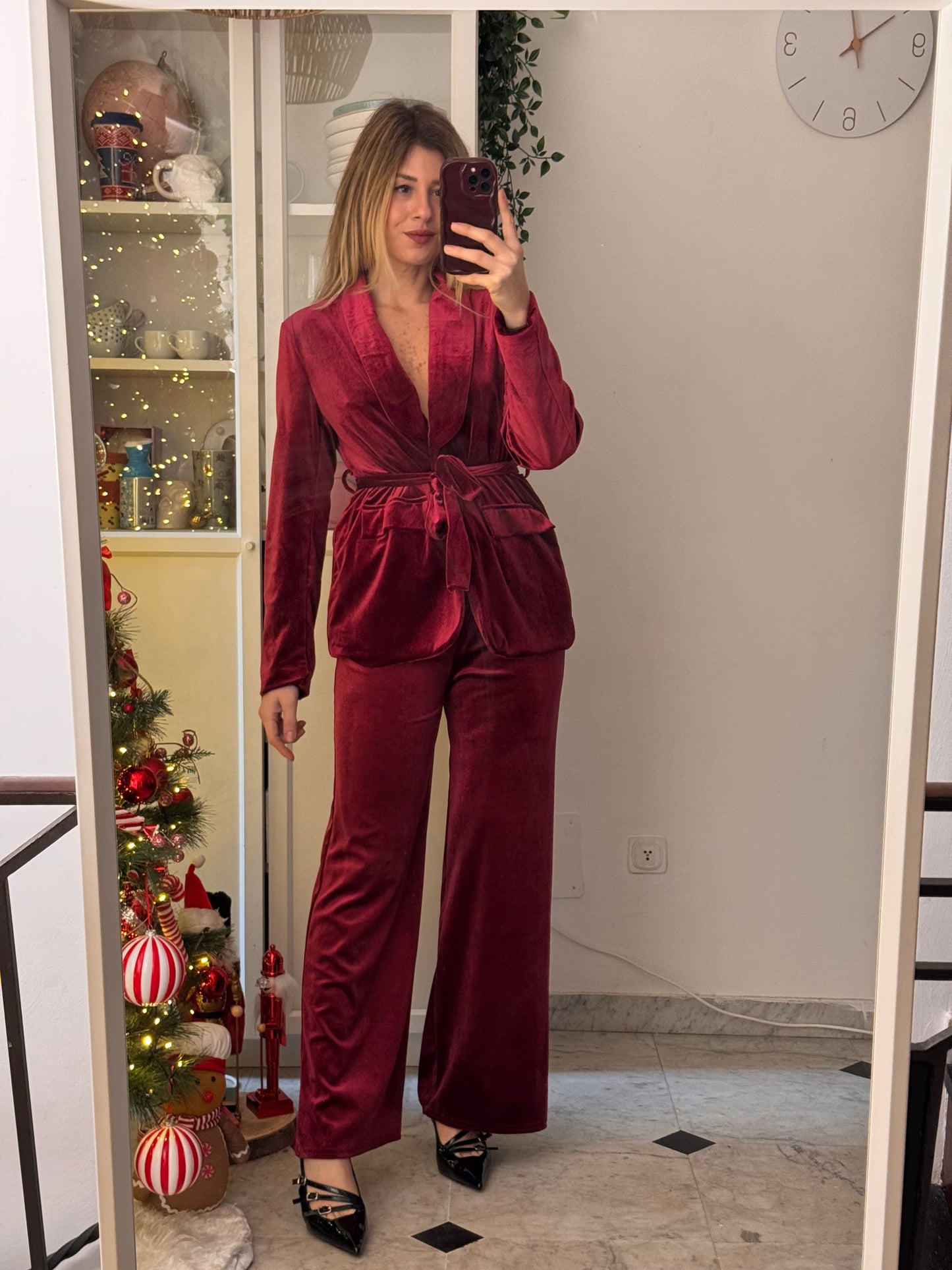 Tailleur velluto rosso