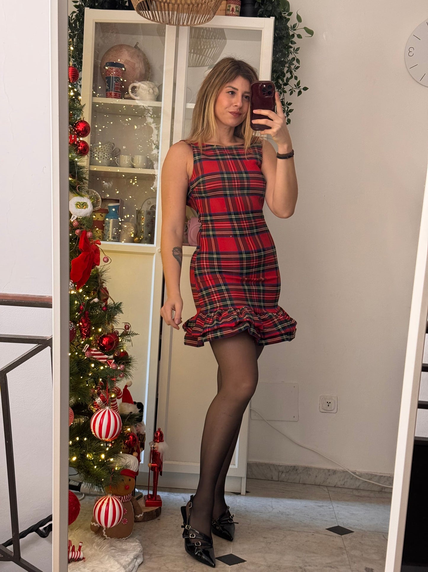 Abito tartan con balza