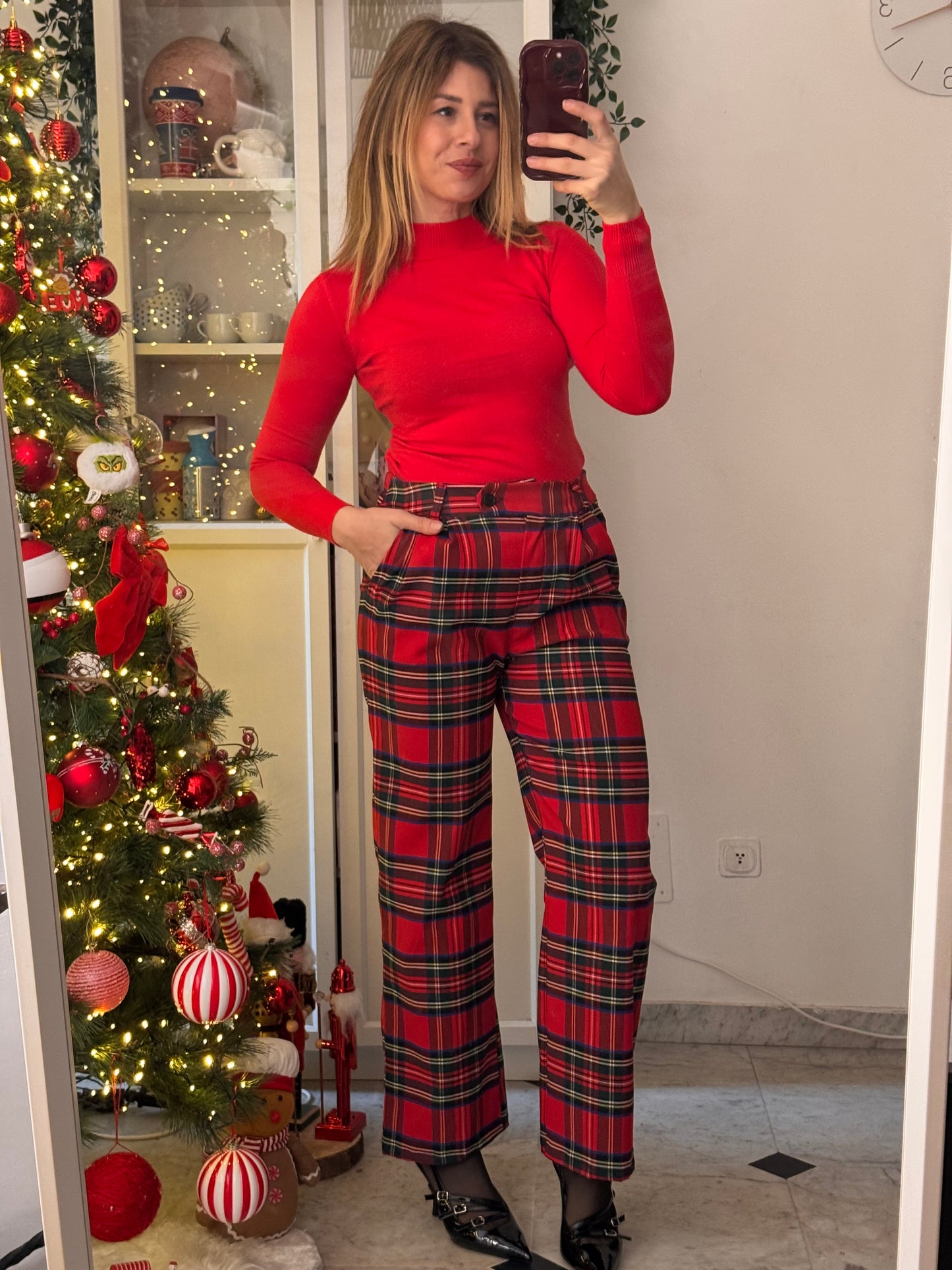 Pantalone tartan a palazzo