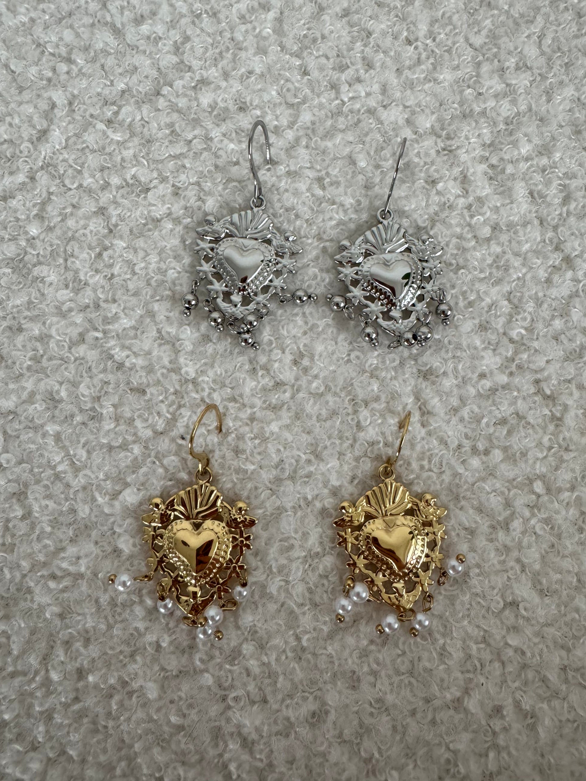 Orecchini sacred heart con pendenti