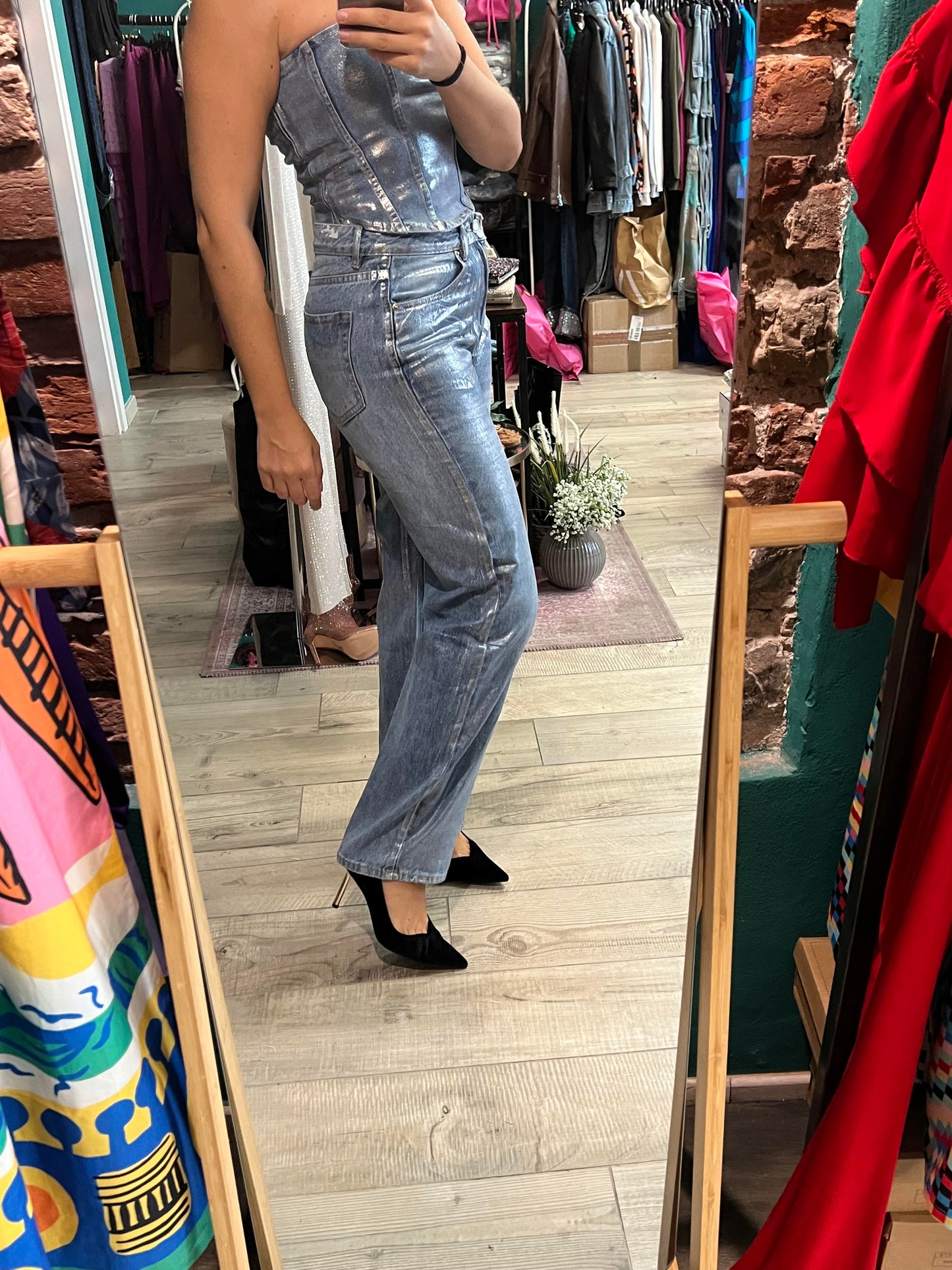 Jeans a palazzo silver