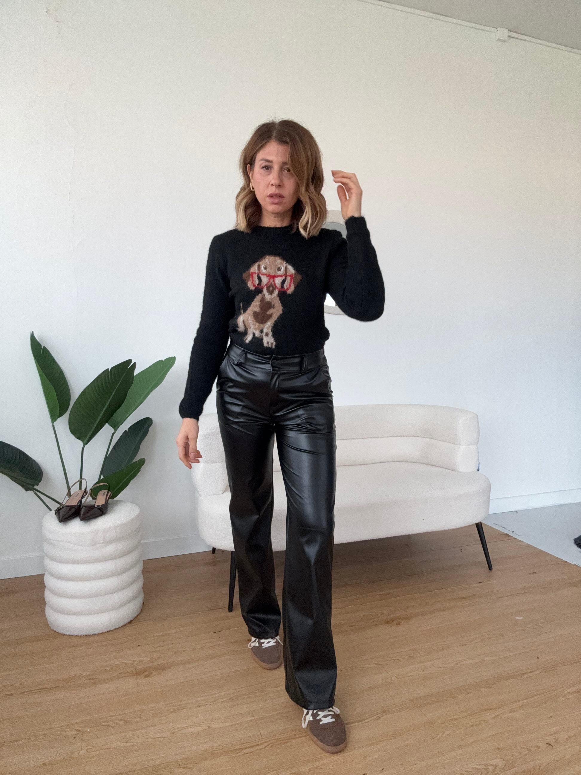 Pantalone a palazzo in ecopelle