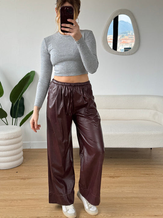 Jogger ecopelle wide leg