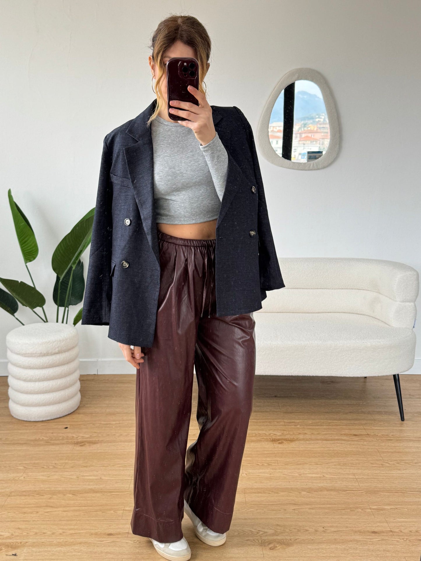 Jogger ecopelle wide leg