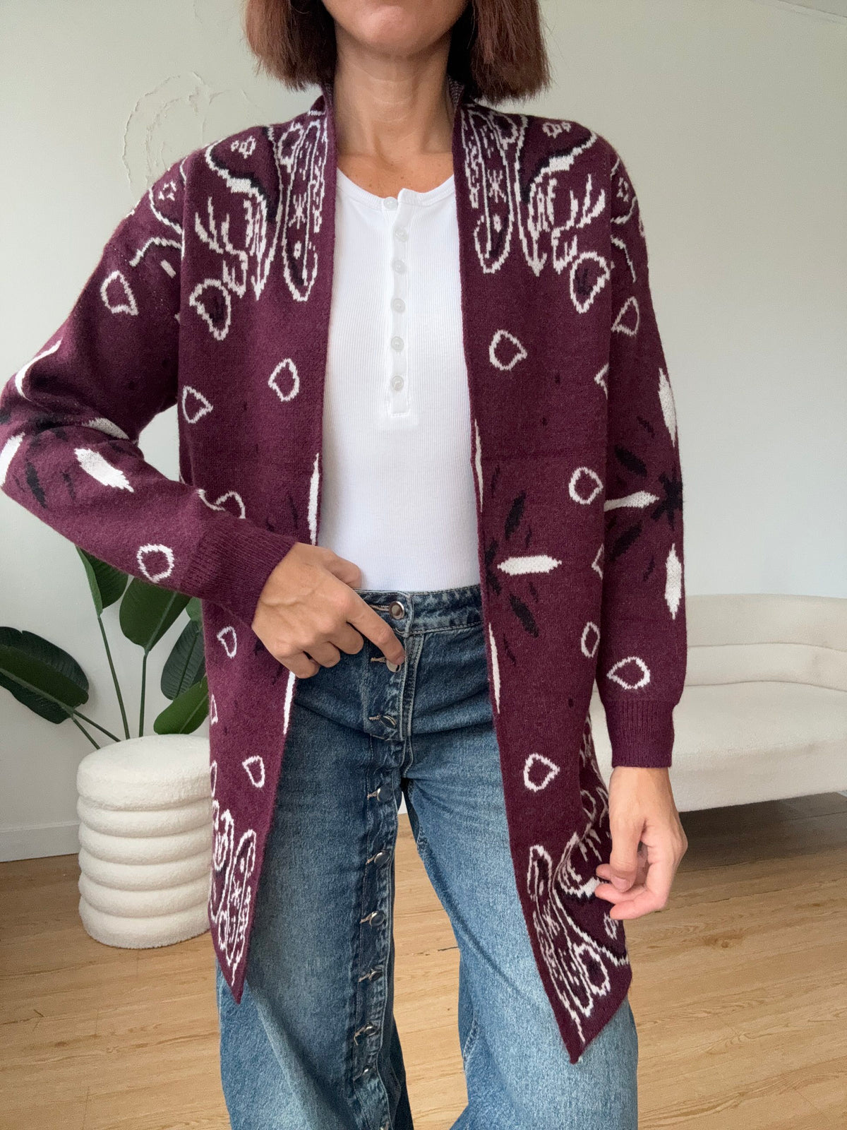 Cardigan stampa cachemire