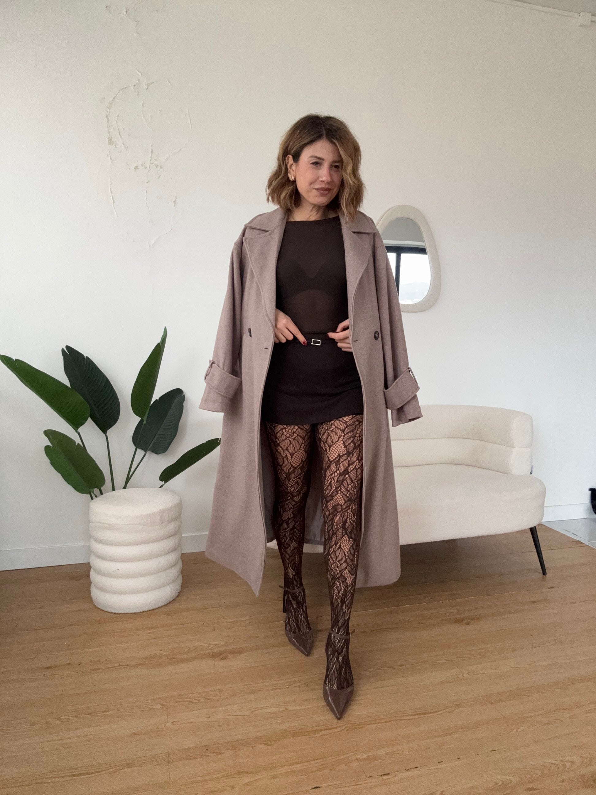 Cappotto lungo over beige