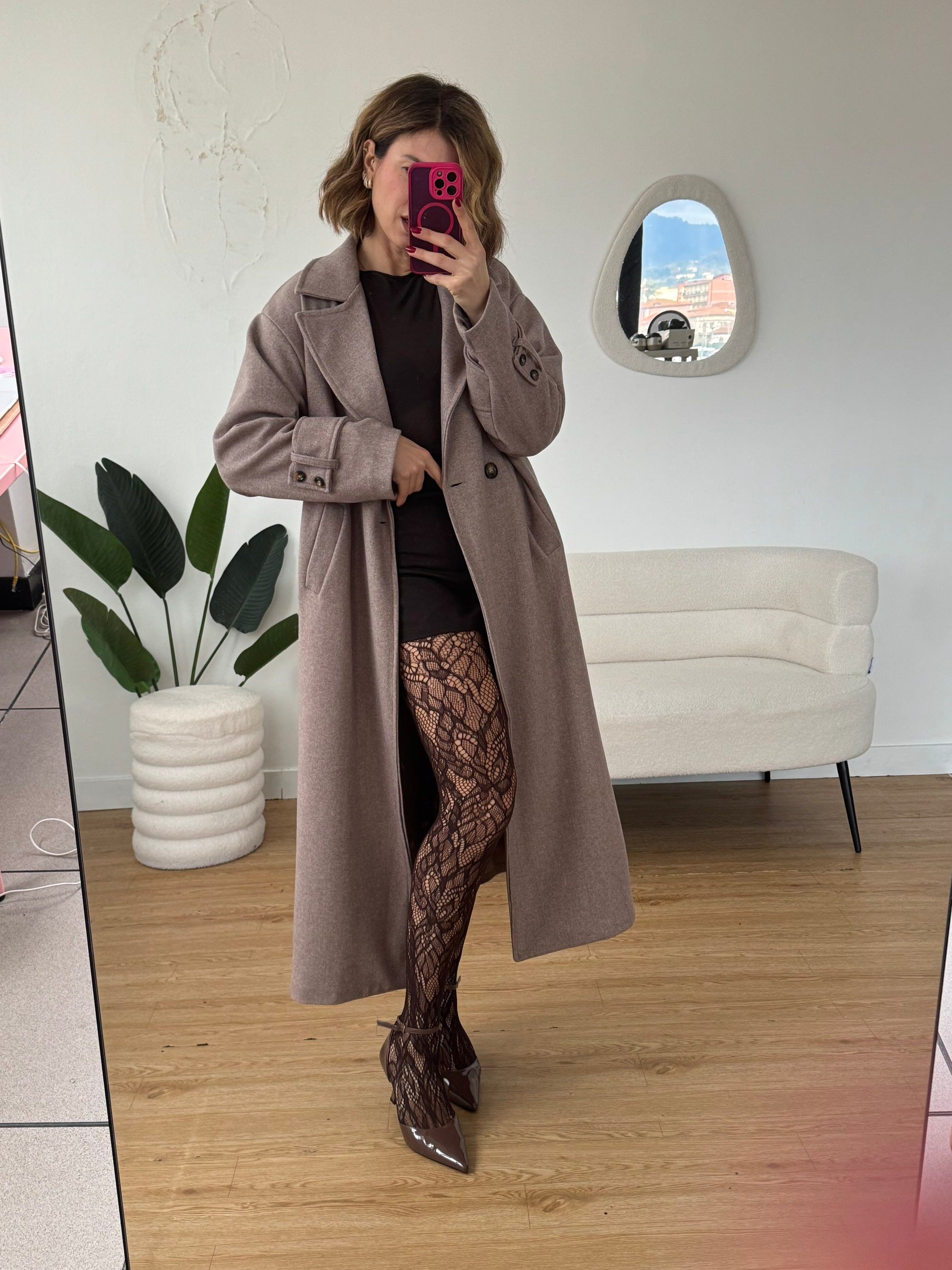 Cappotto lungo over beige