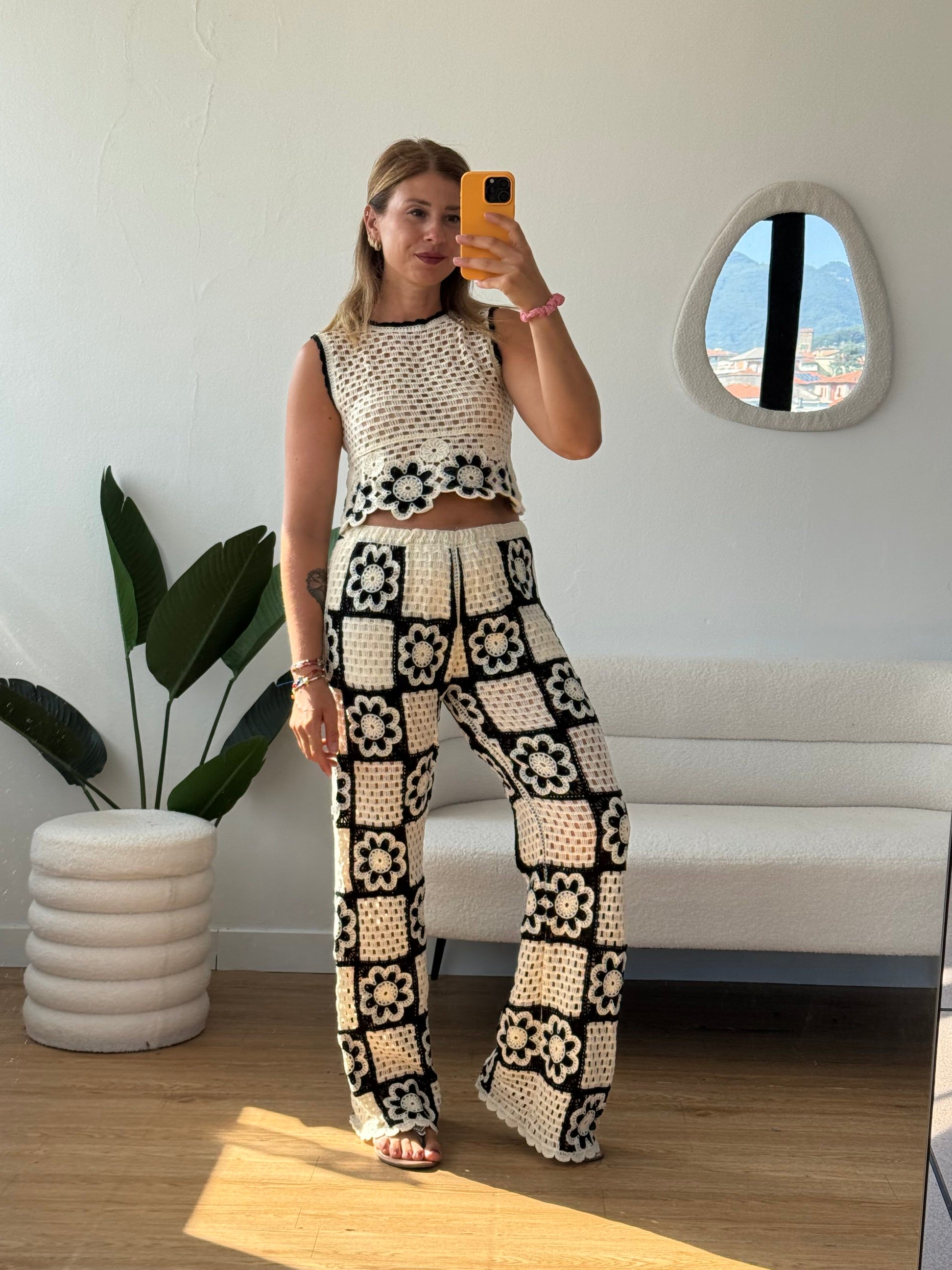Completo crochet pantaloni con culotte