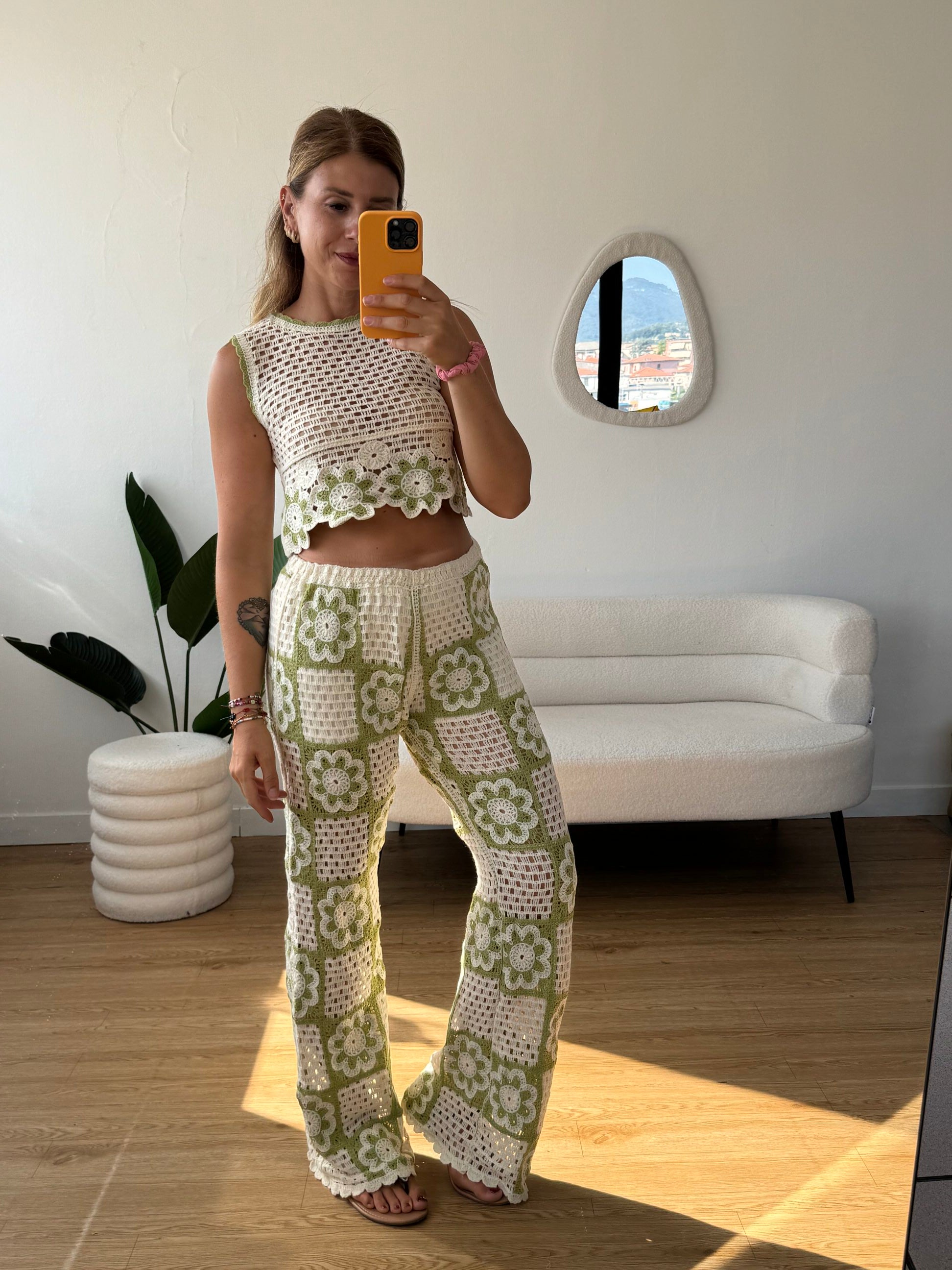 Completo crochet pantaloni con culotte