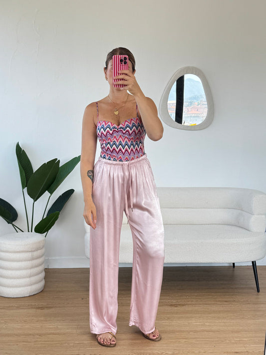 Pantalaccio effetto seta colori pastello