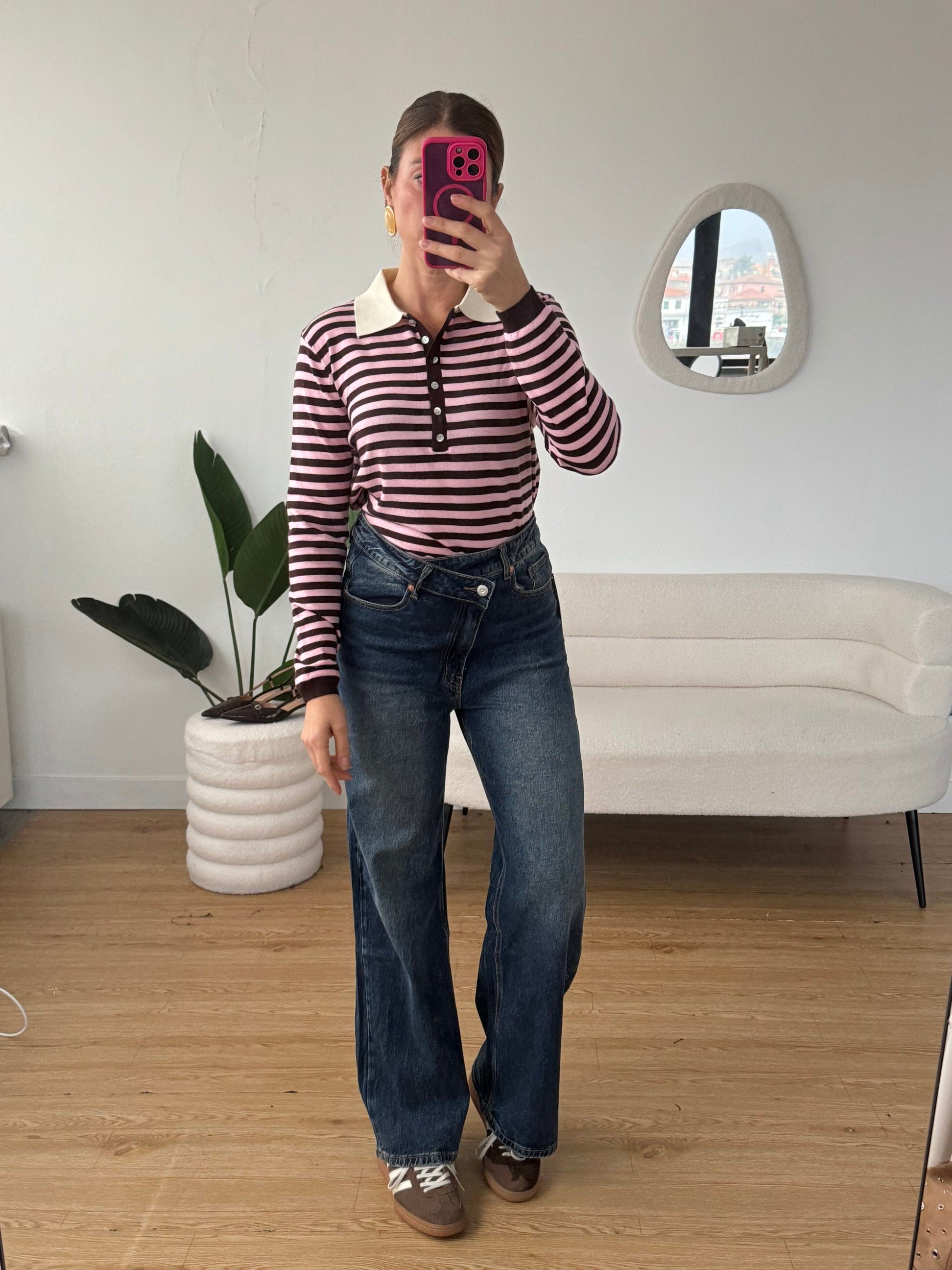 Maglione polo righe piccoissime