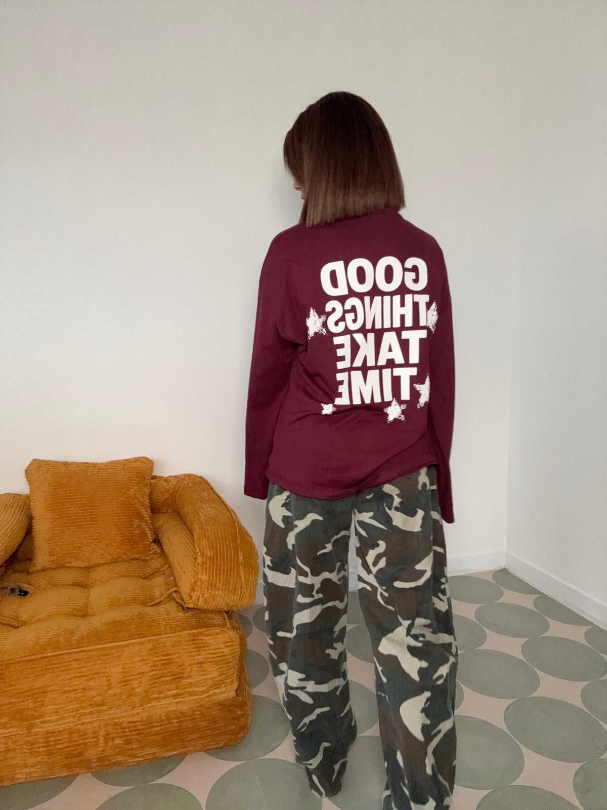 T-shirt bordeaux con scritta - GGlam