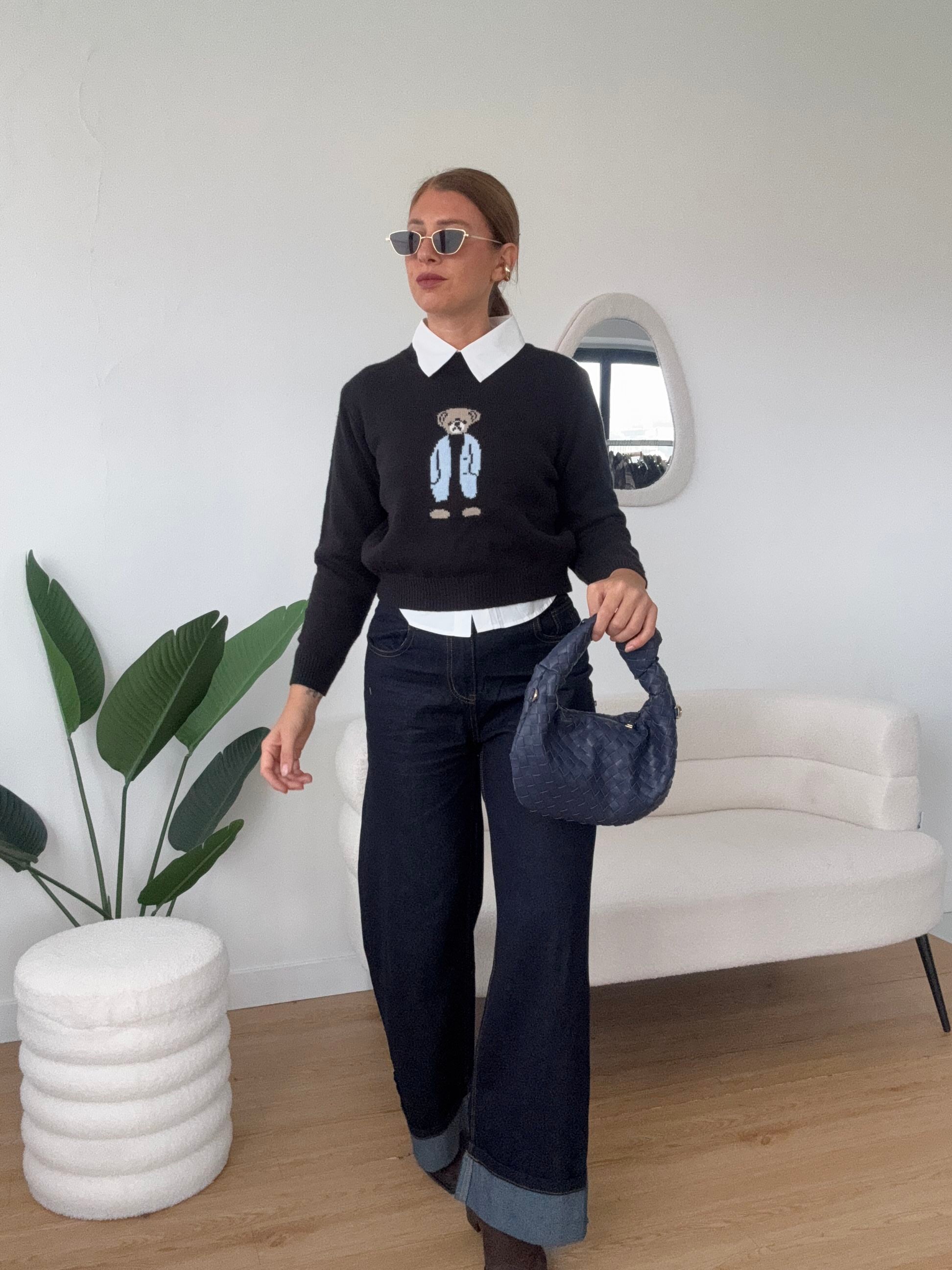 Maglione con camicia con orsetto
