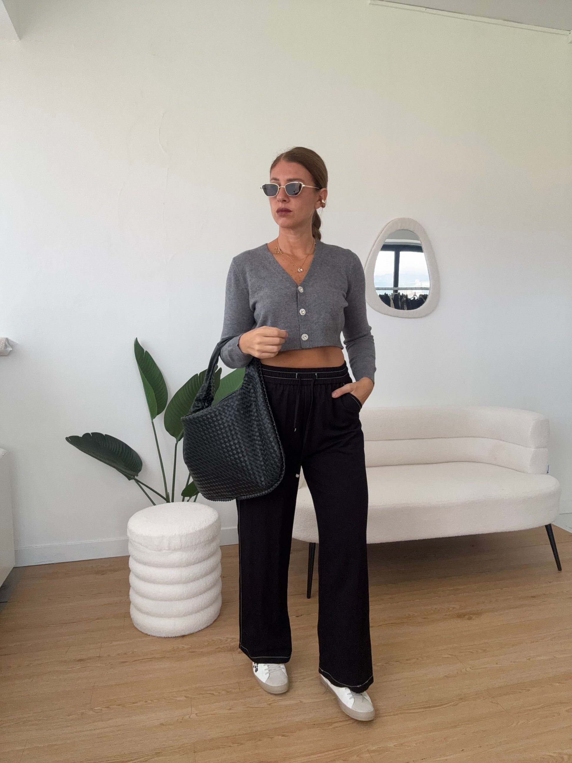 Cardigan crop bottoni gioiello