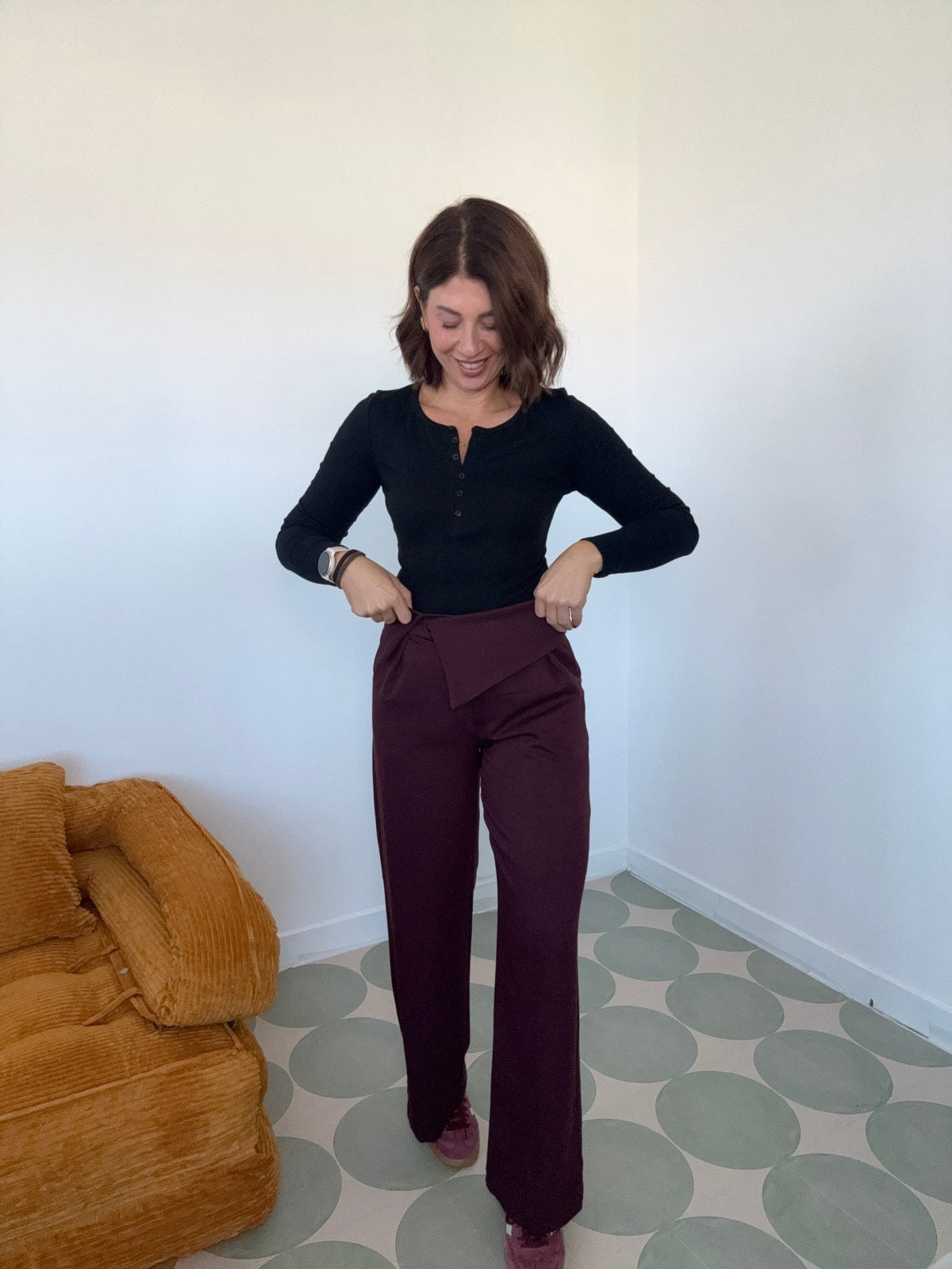 Pantaloni a palazzo con risvolto in vita - GGlam