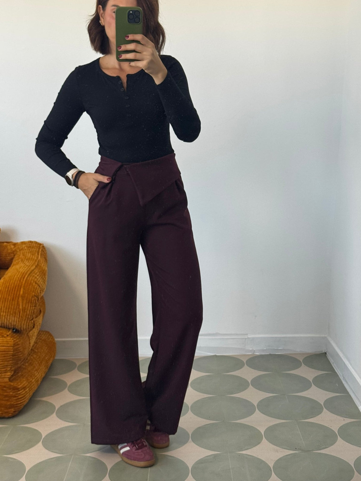 Pantaloni a palazzo con risvolto in vita - GGlam