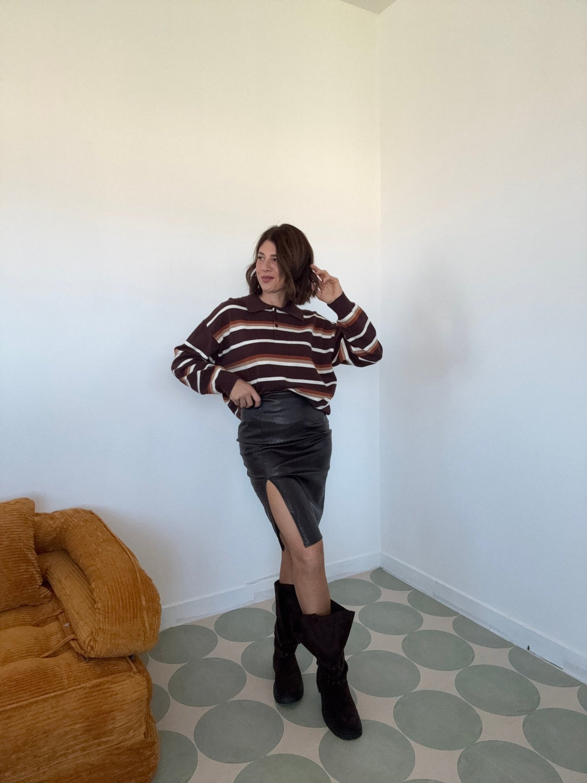 Longuette in ecopelle con spacco - GGlam