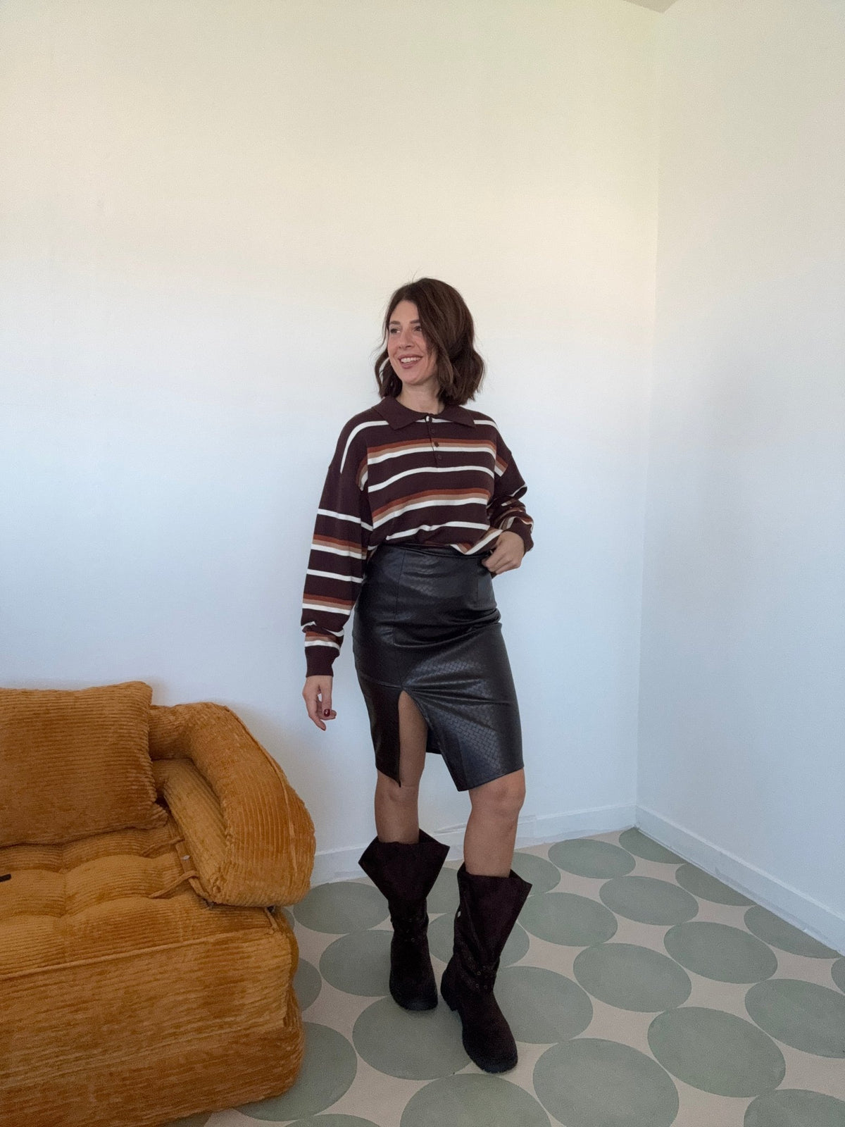 Longuette in ecopelle con spacco - GGlam