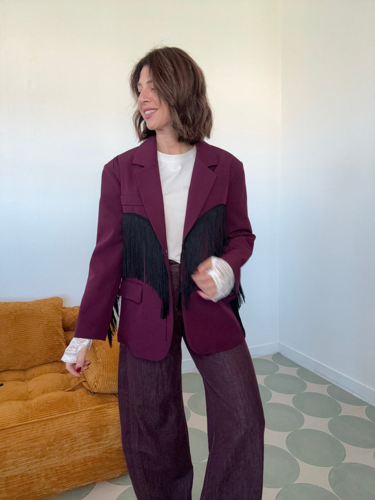 Blazer bordeaux con frange nere - GGlam