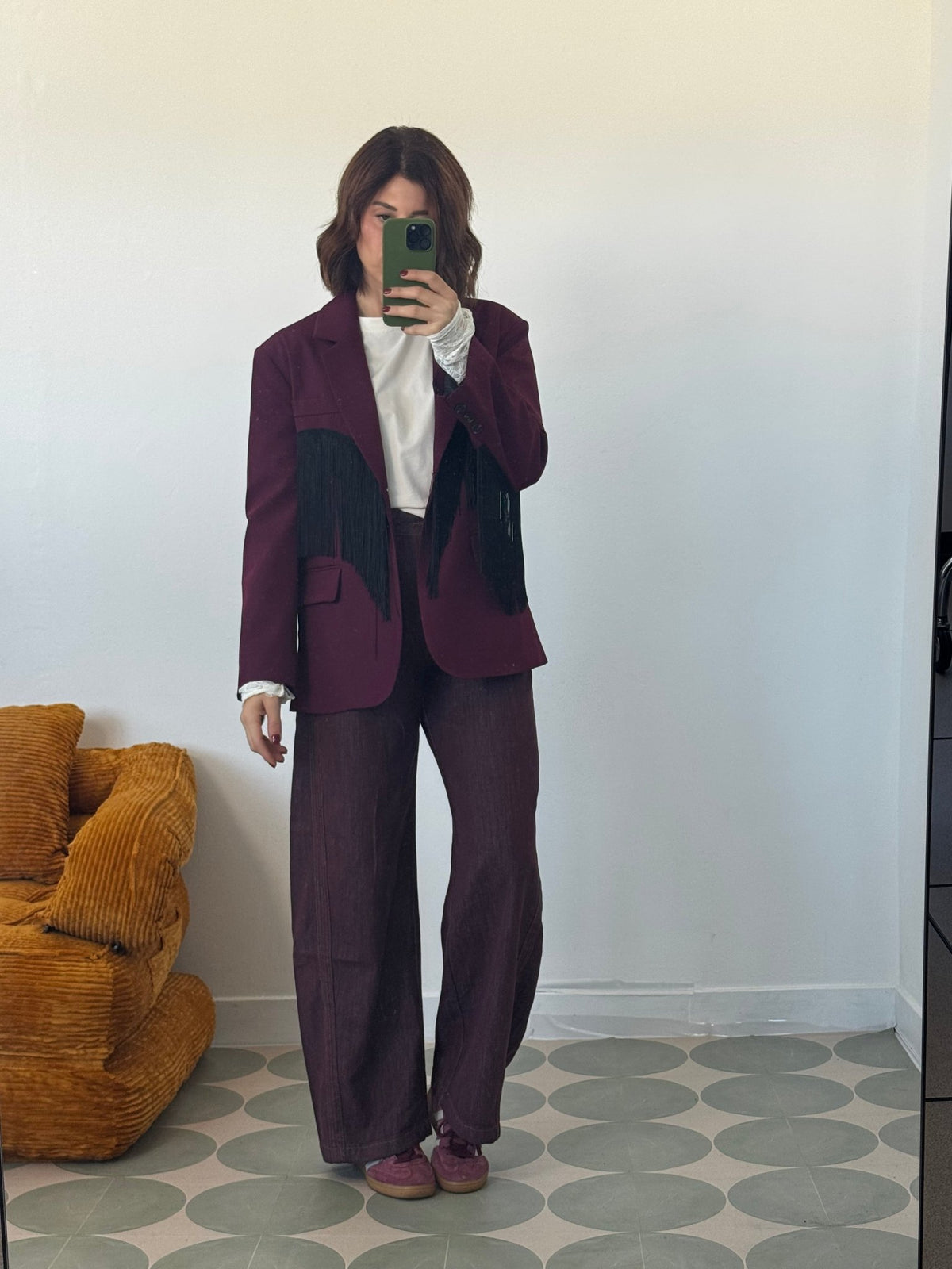 Blazer bordeaux con frange nere - GGlam