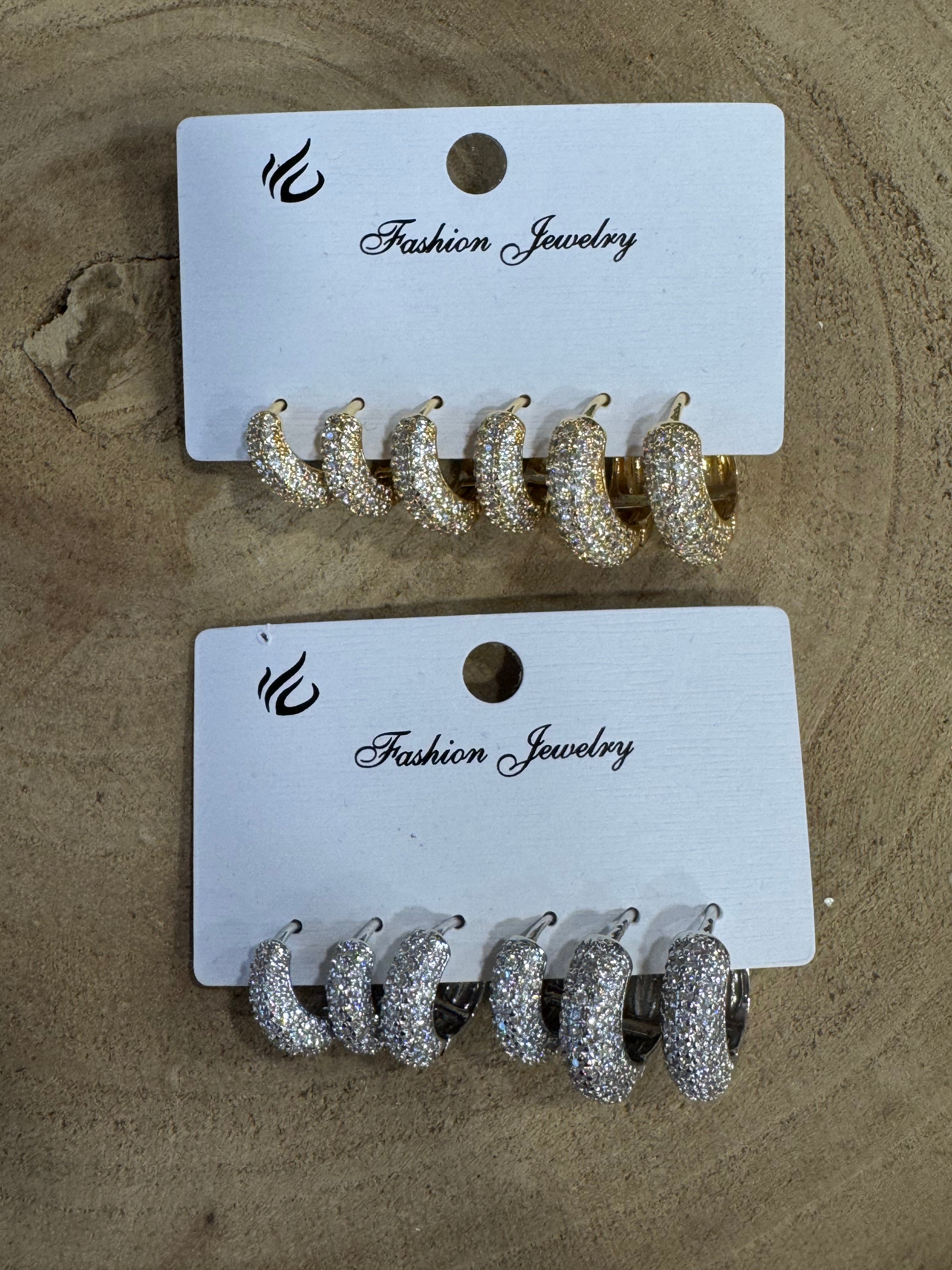 set orecchini multipack con strass