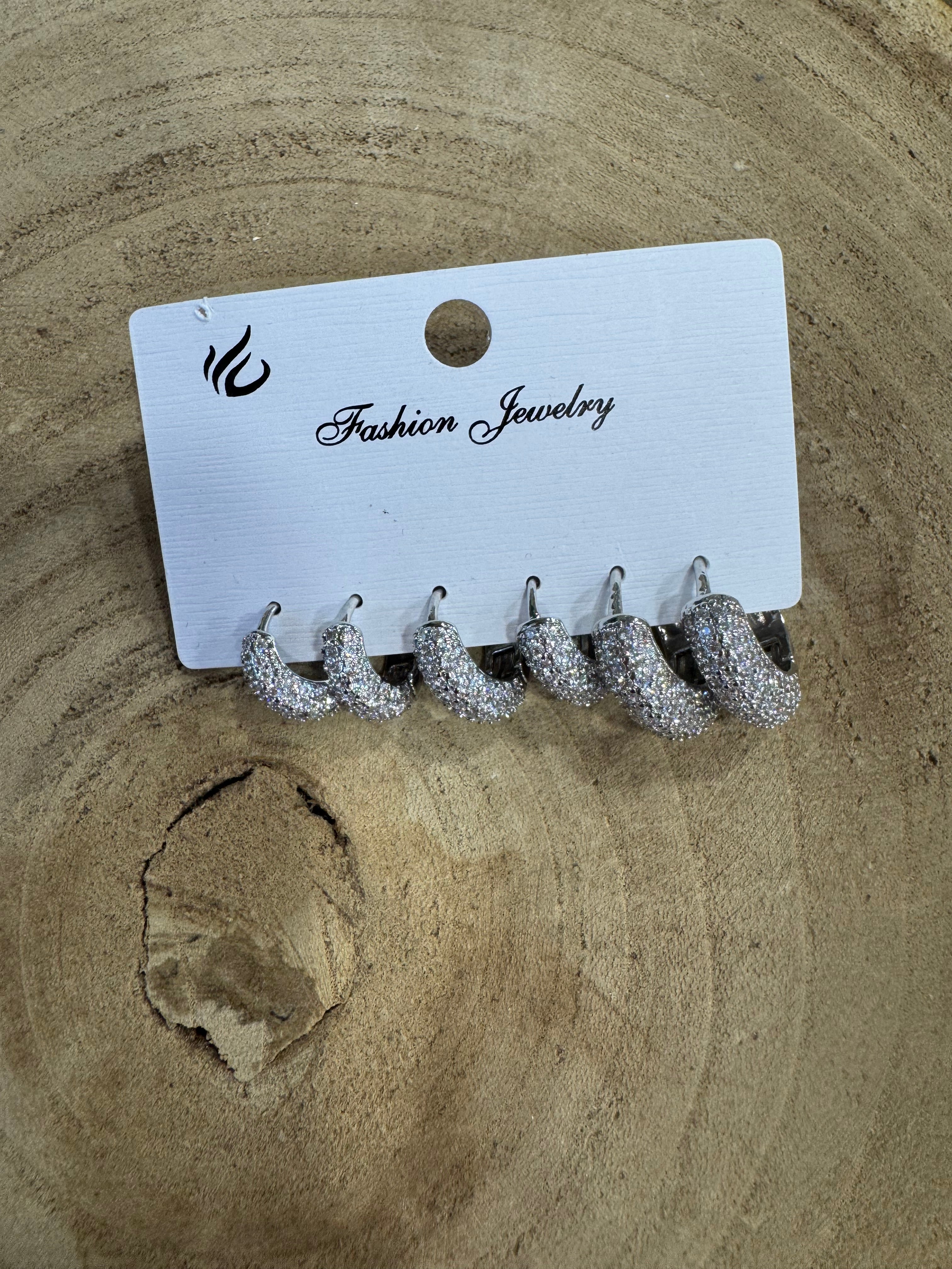 set orecchini multipack con strass