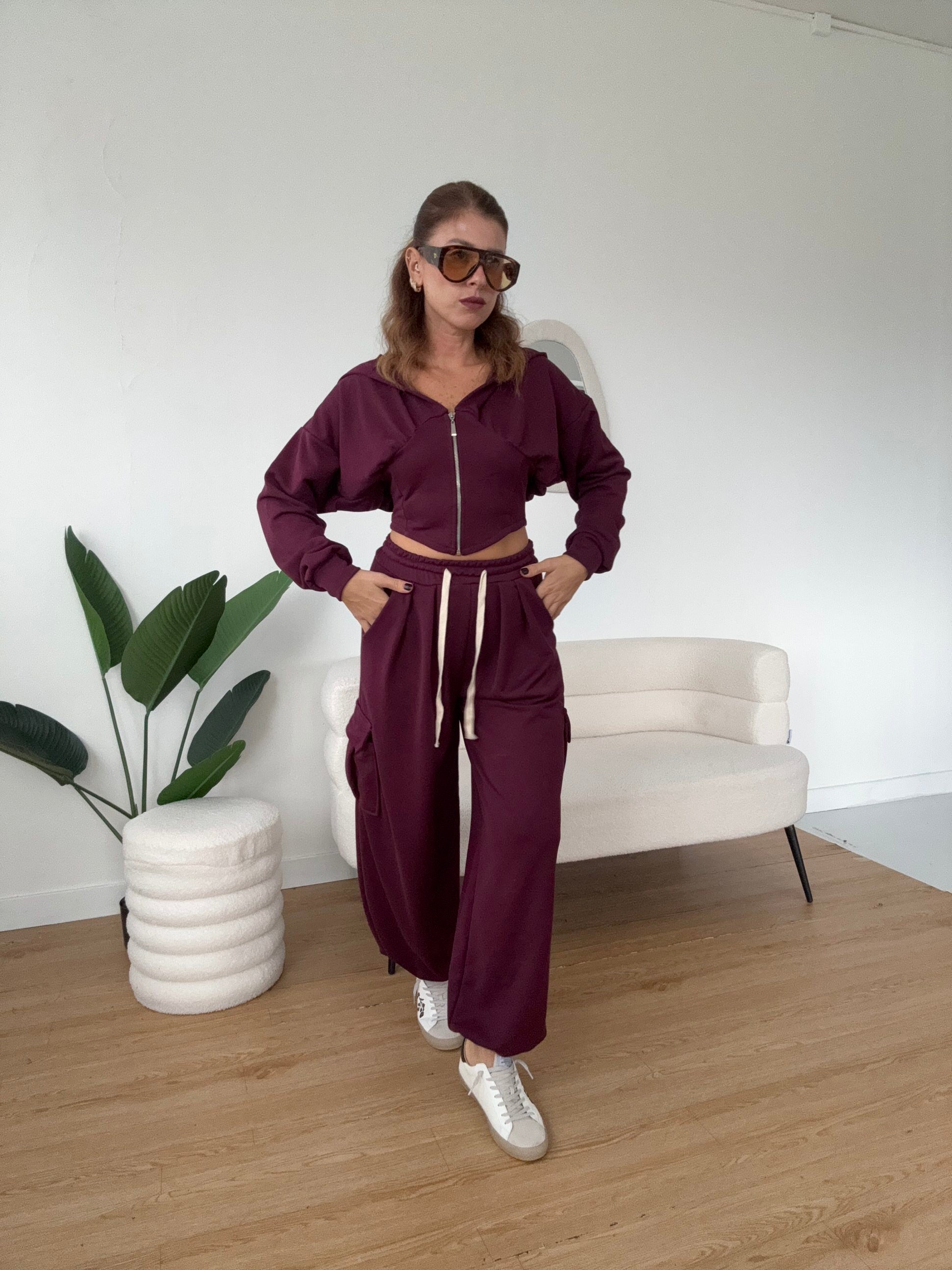 Completo felpa corpetto jogger cargo