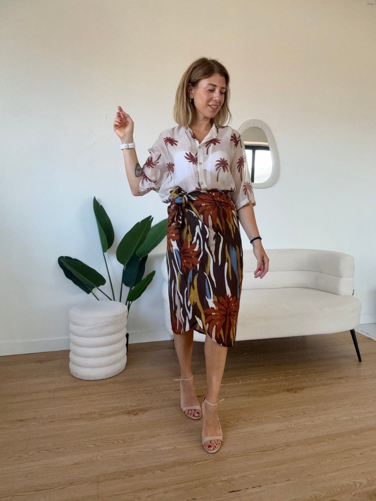 Camicia semitrasparente con palme - G.Glamour