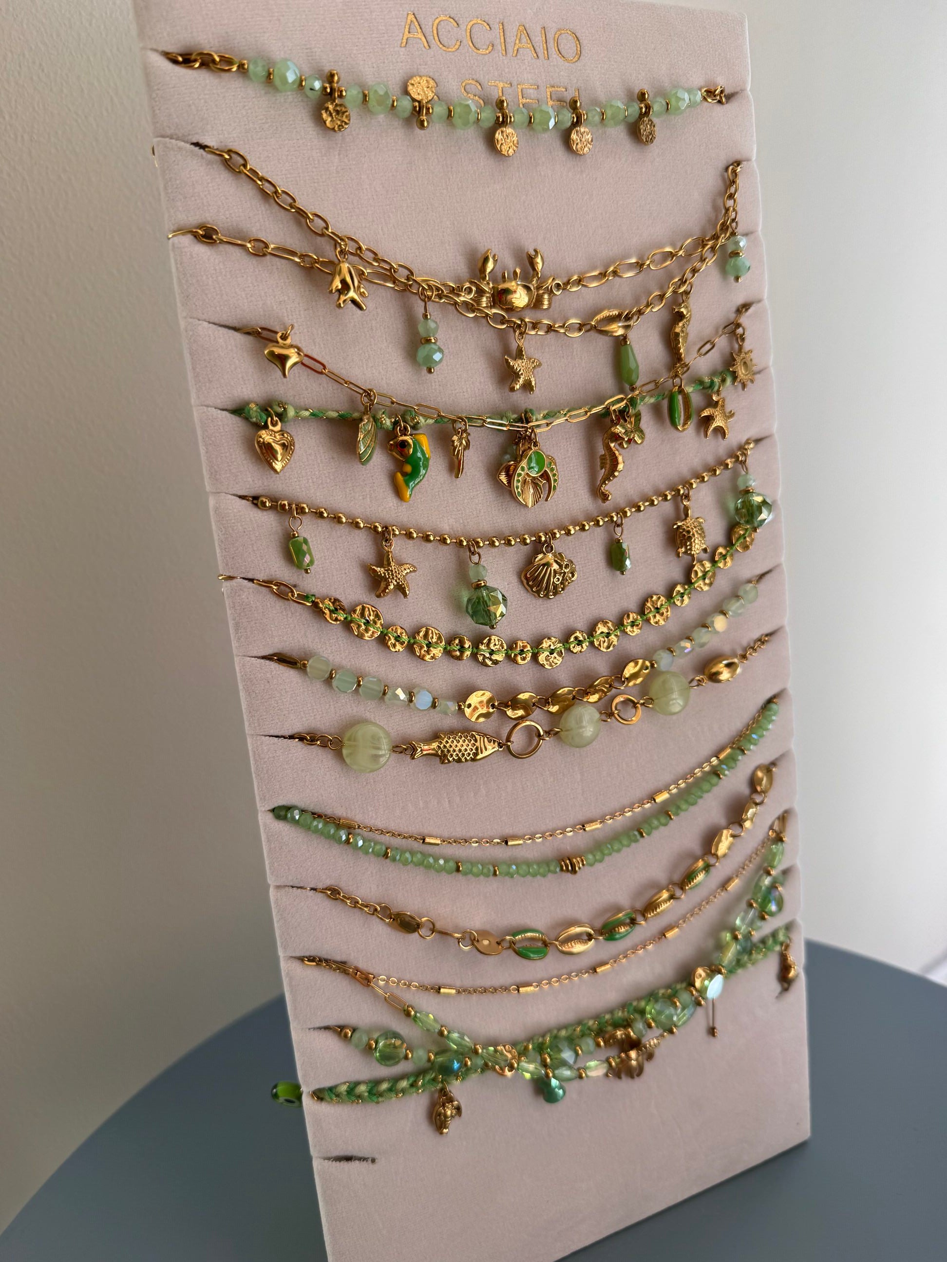 Collana charms portafortuna verde