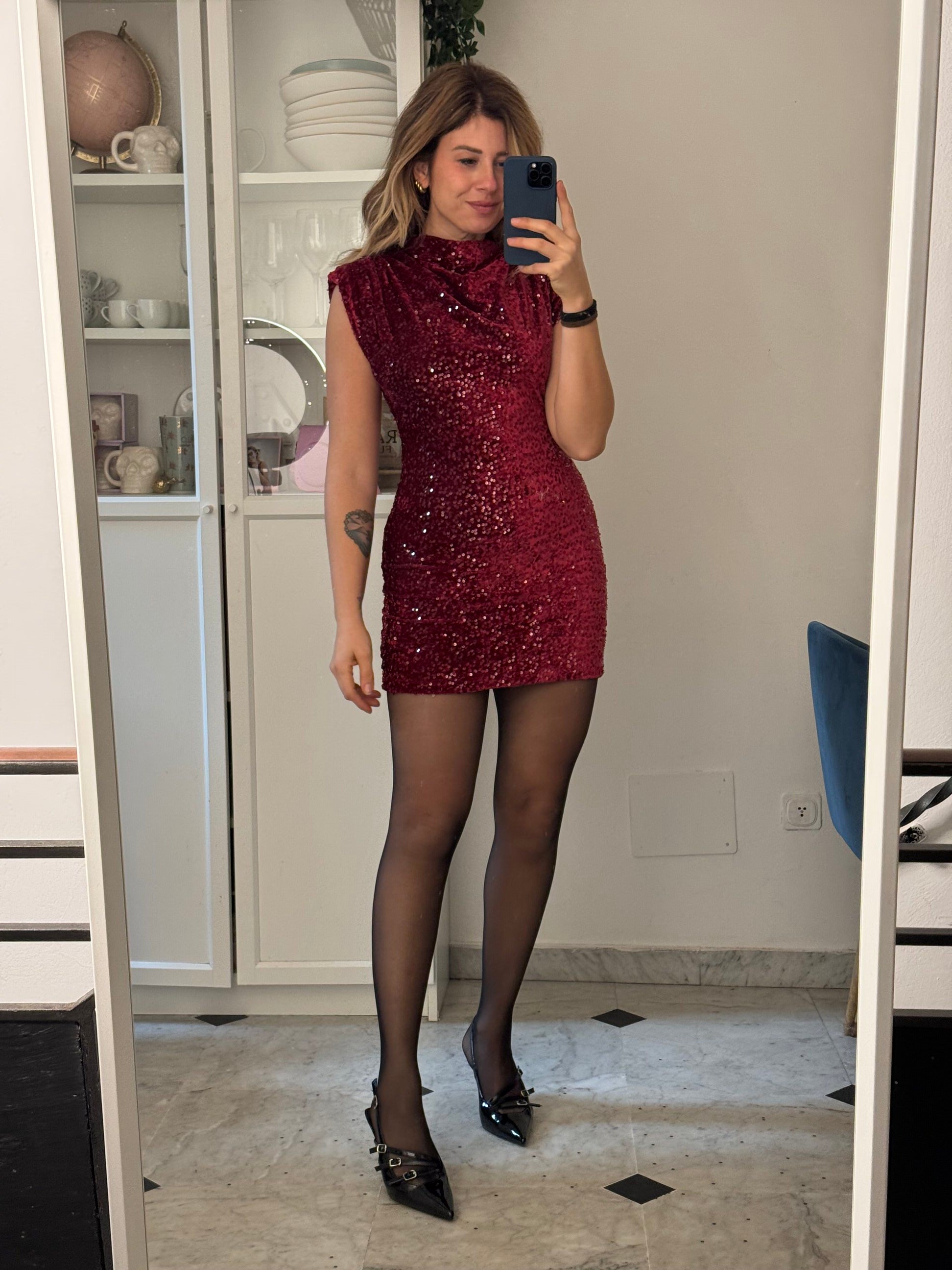 Tubino virgo velluto e paillettes