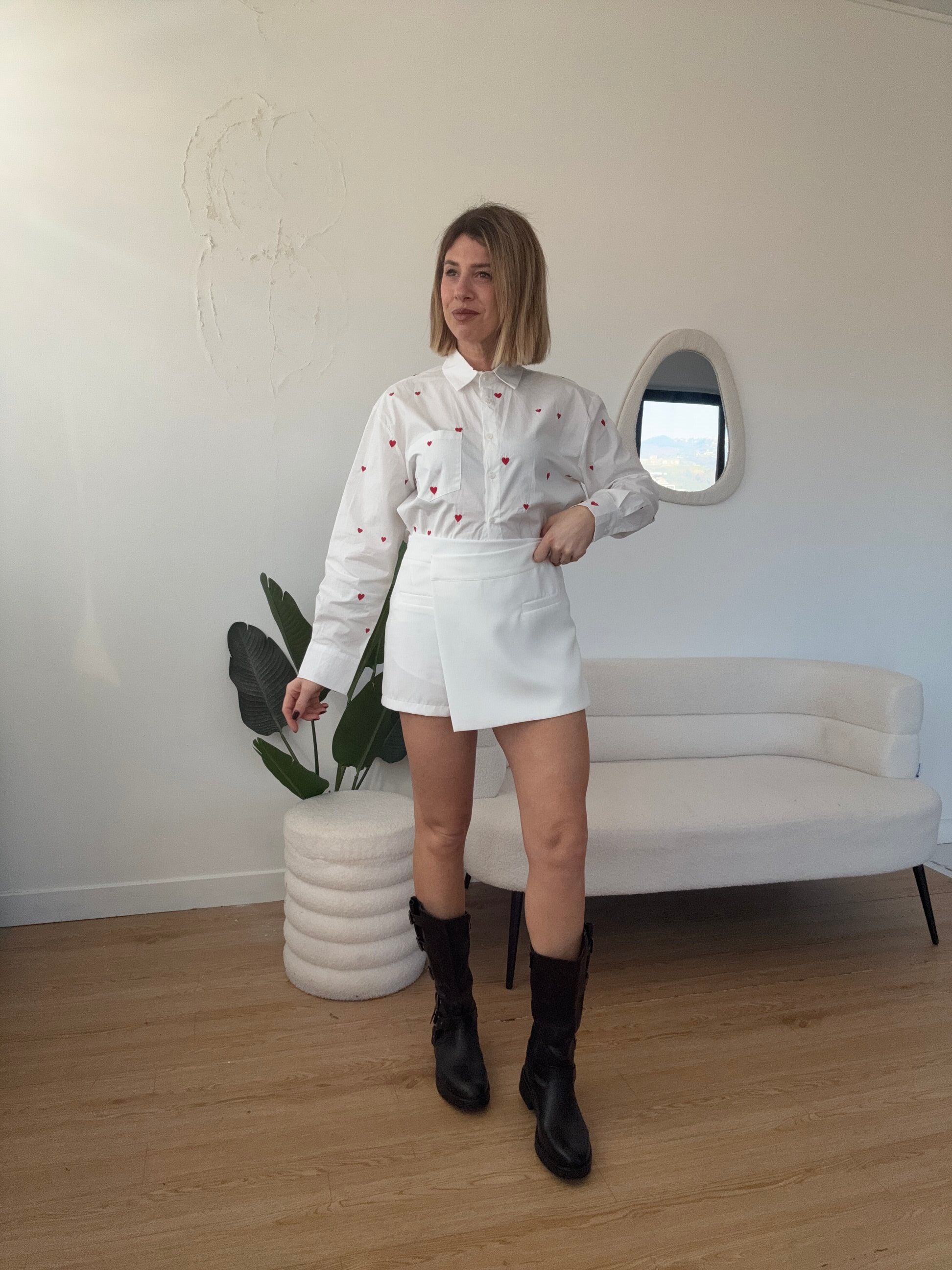 Camicia con cuori in cotone