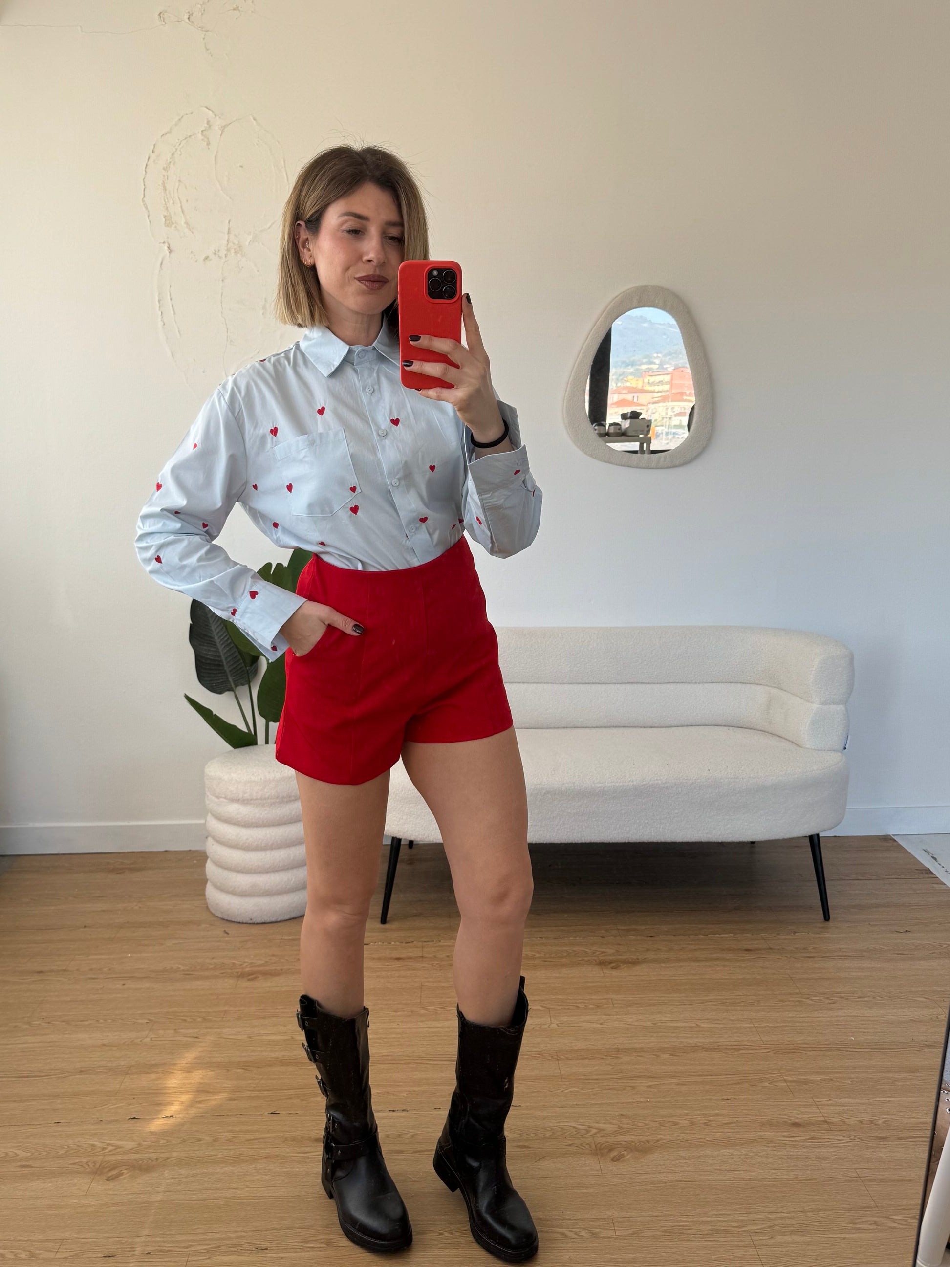 Camicia con cuori in cotone