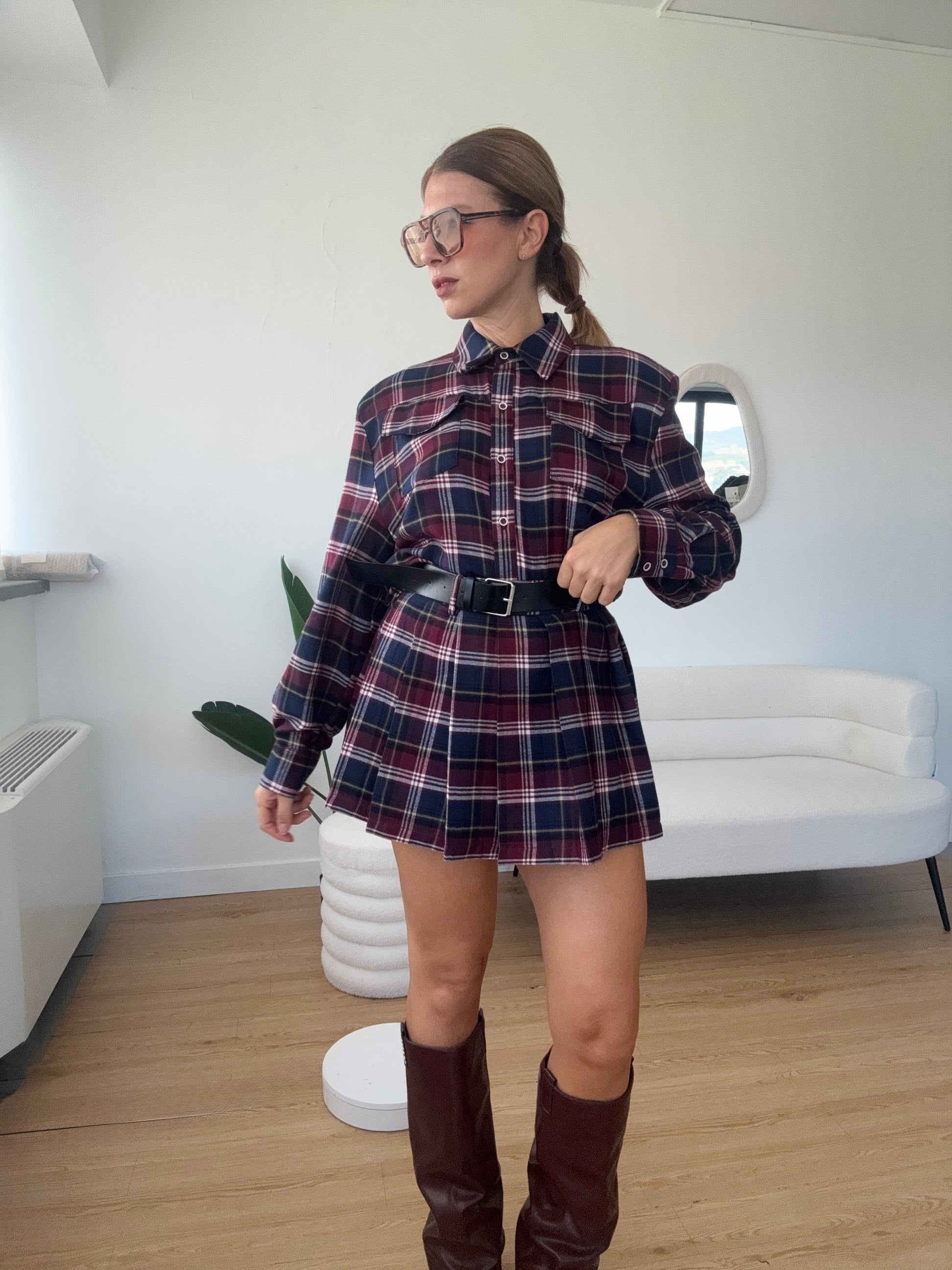 Gonna a pieghe e quadri by Lumina