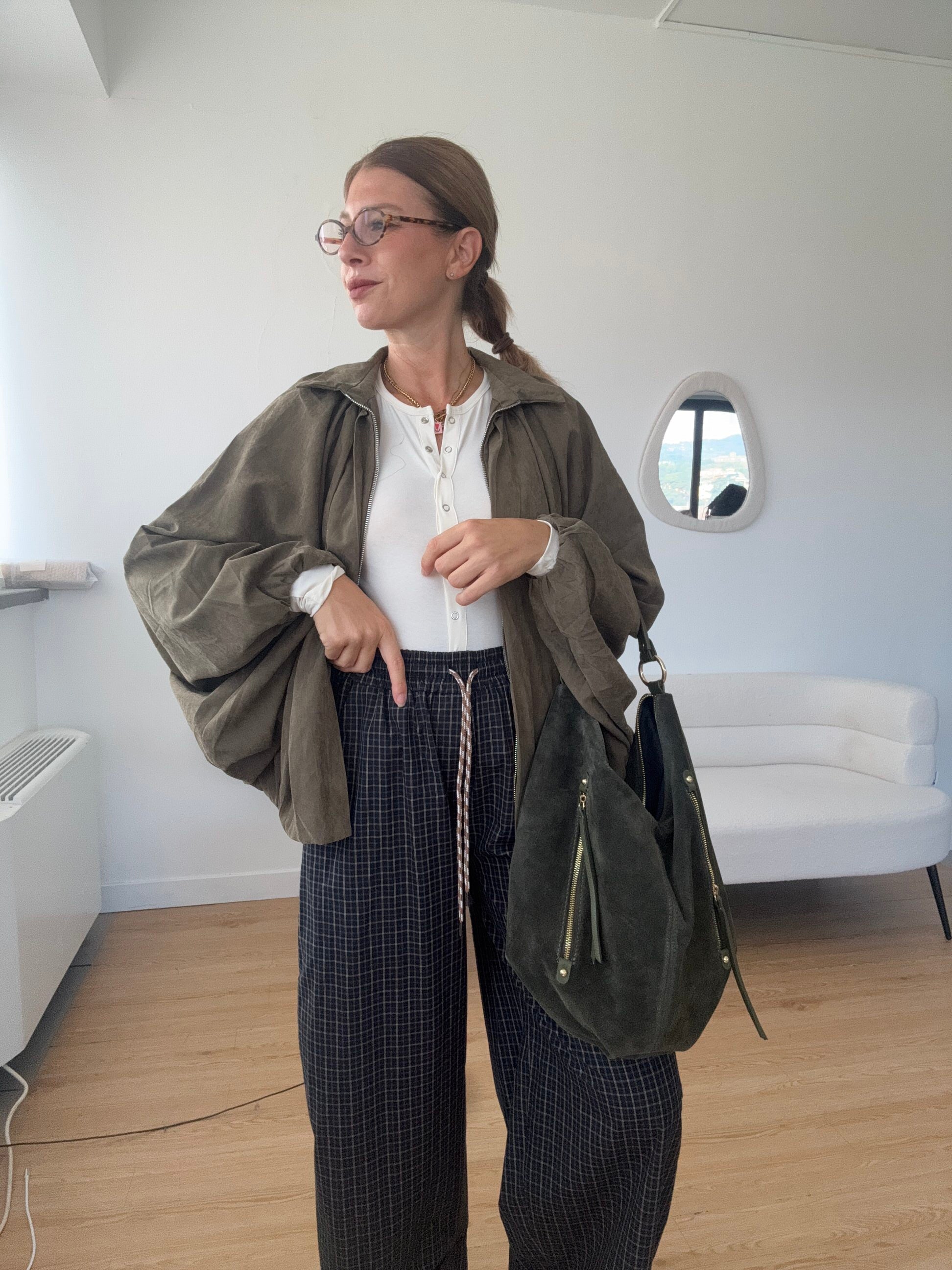 Pantaloni a quadri ballon in cotone by Lumina