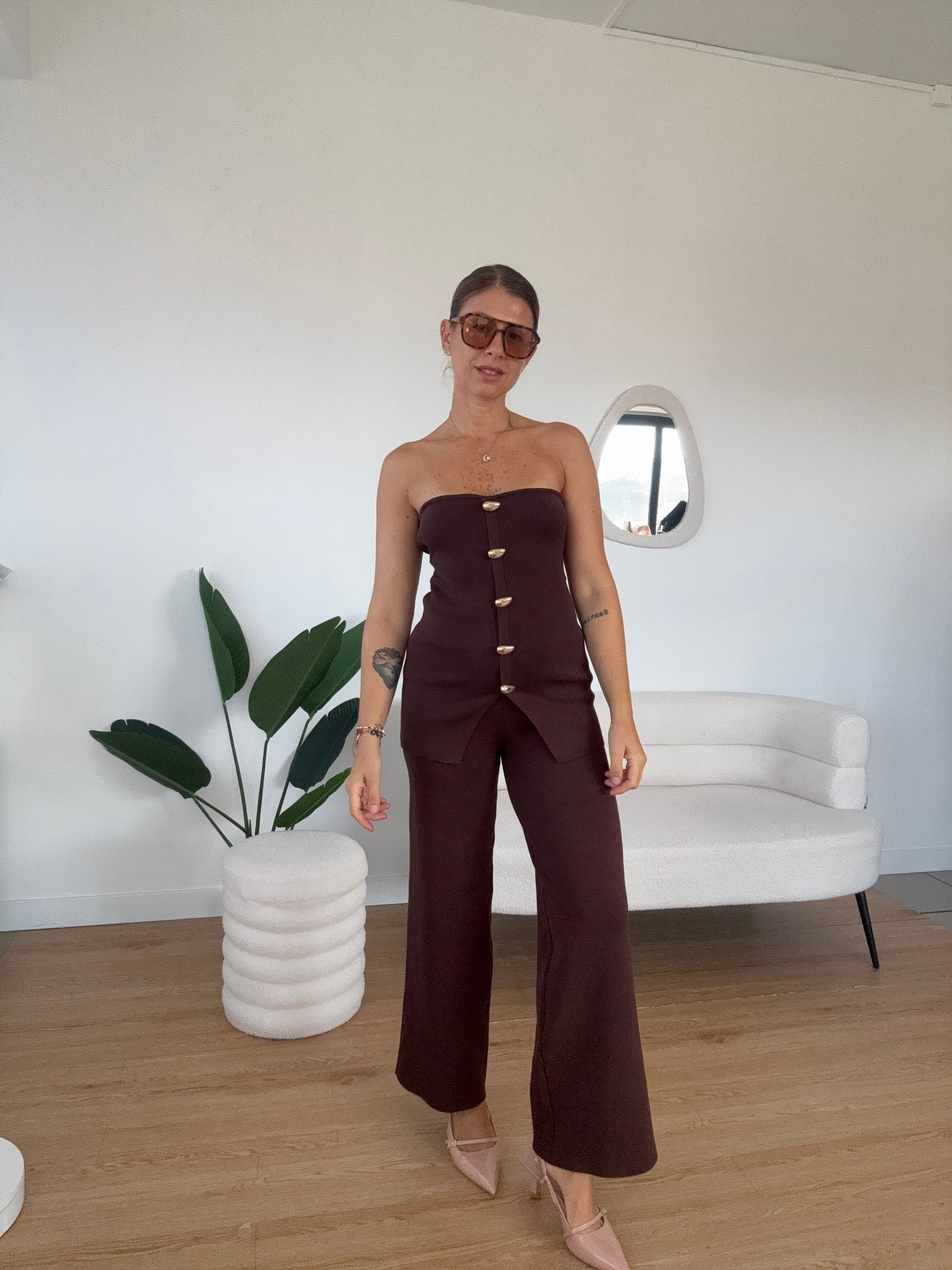 Completo in maglia top senza spalline