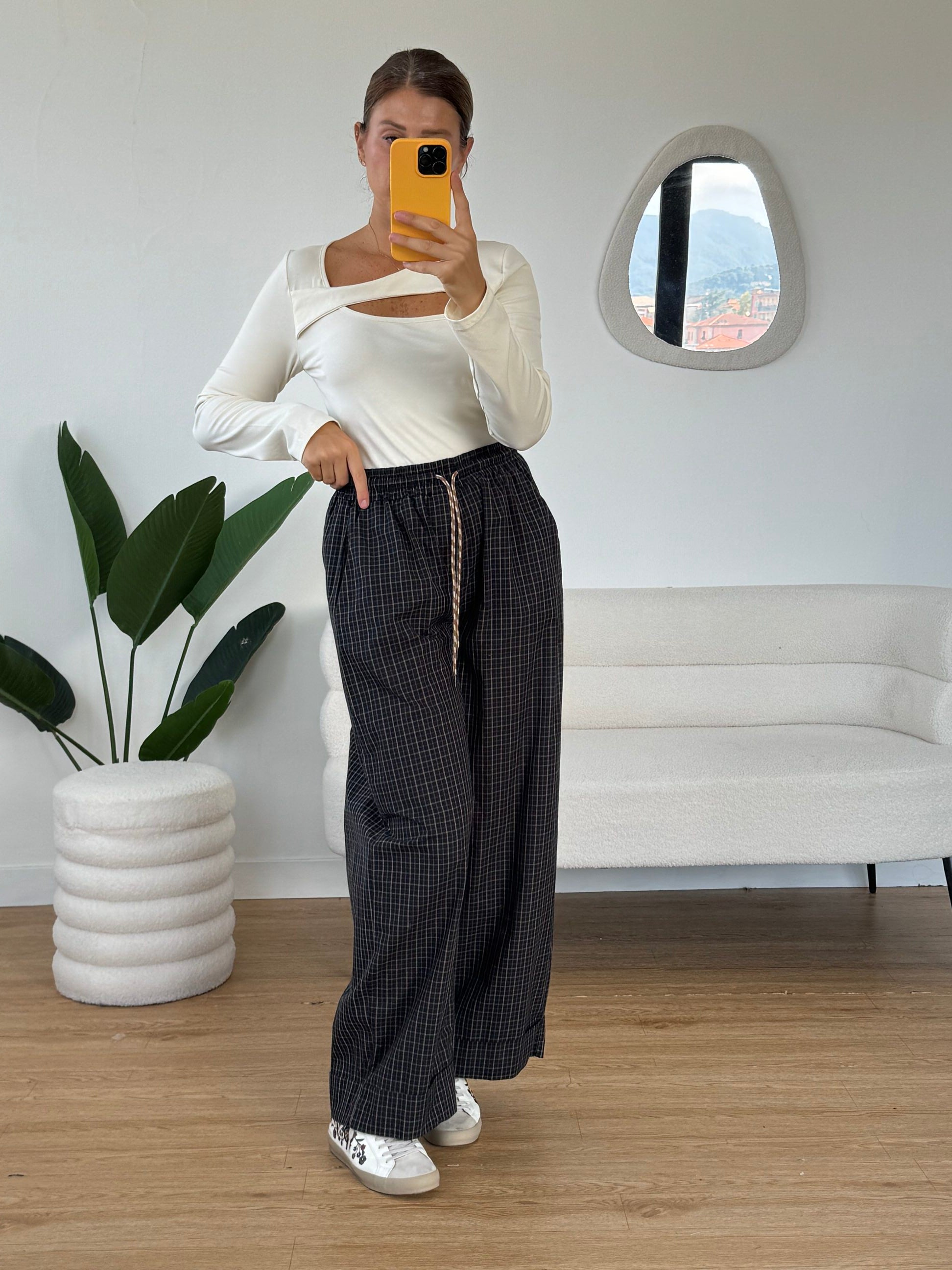 Pantaloni a quadri ballon in cotone by Lumina