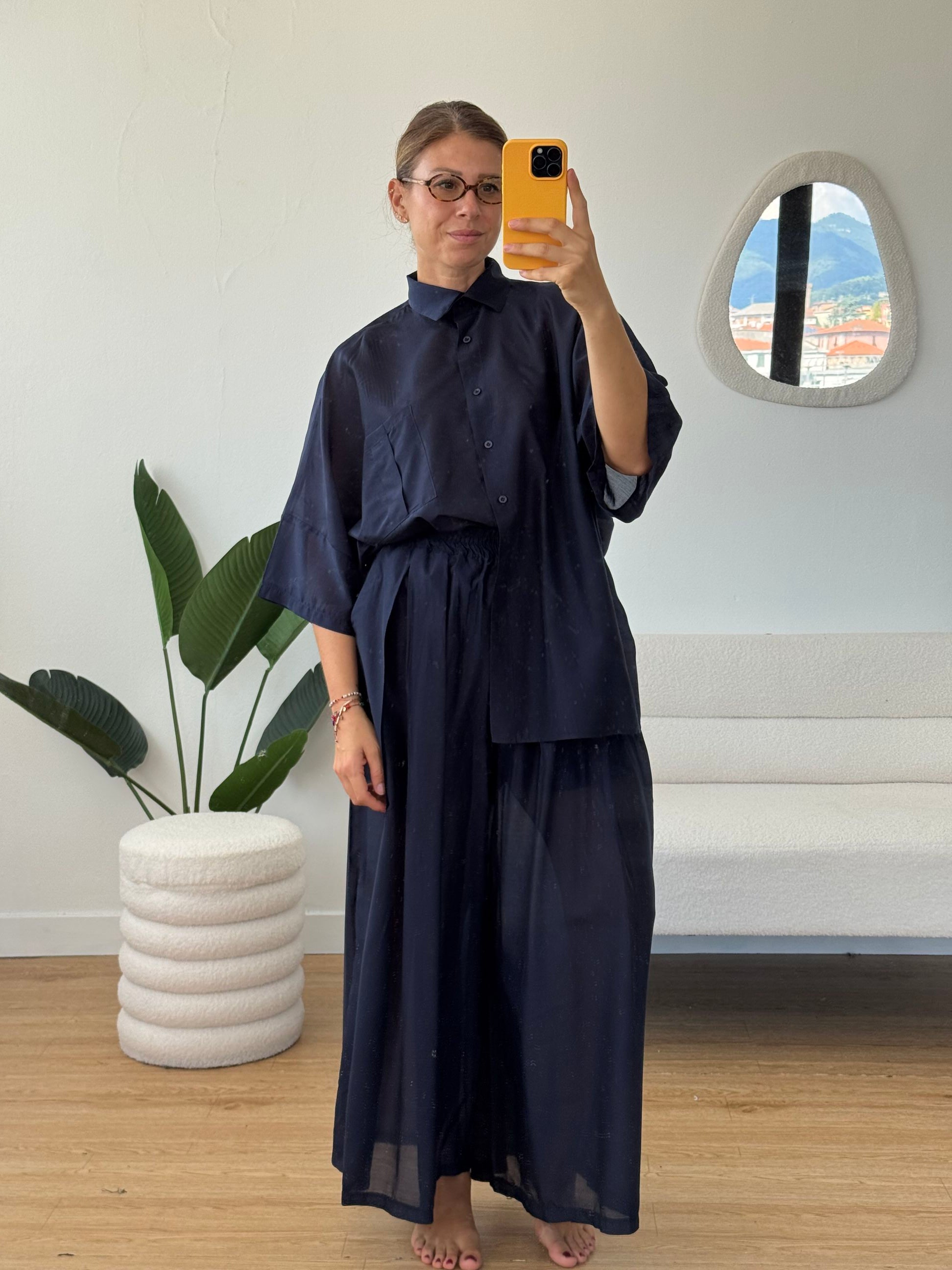 Completo viscosa camicia e pantaloni semitrasparenti