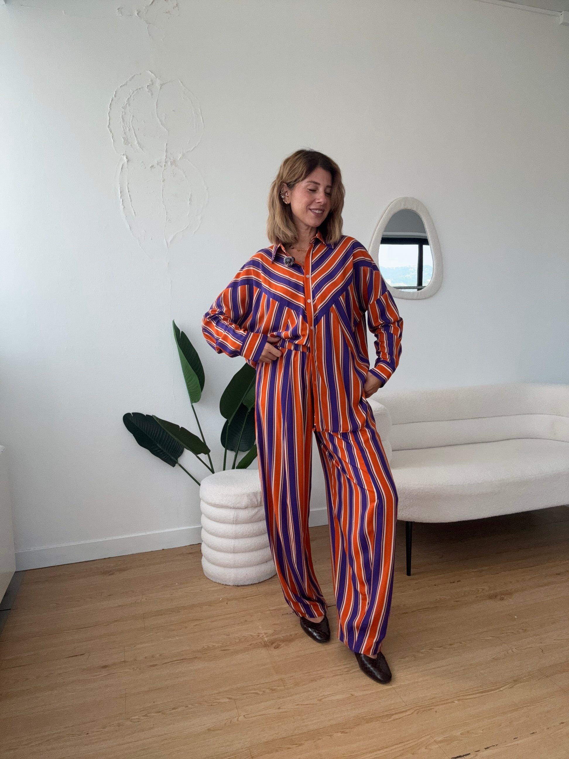 LUMINA- Camicia a righe completo Lisa