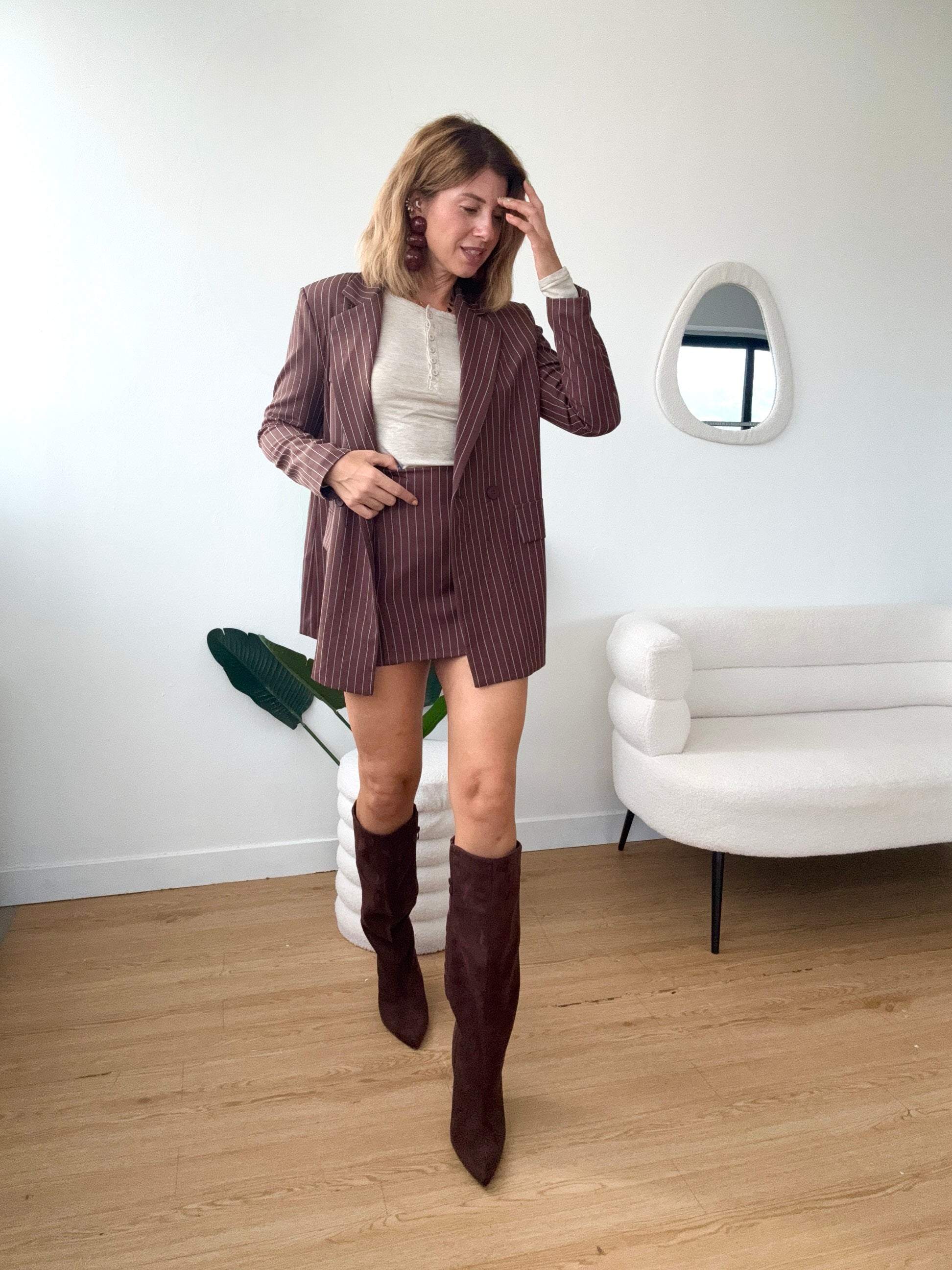 Blazer gessato doppio petto completo office