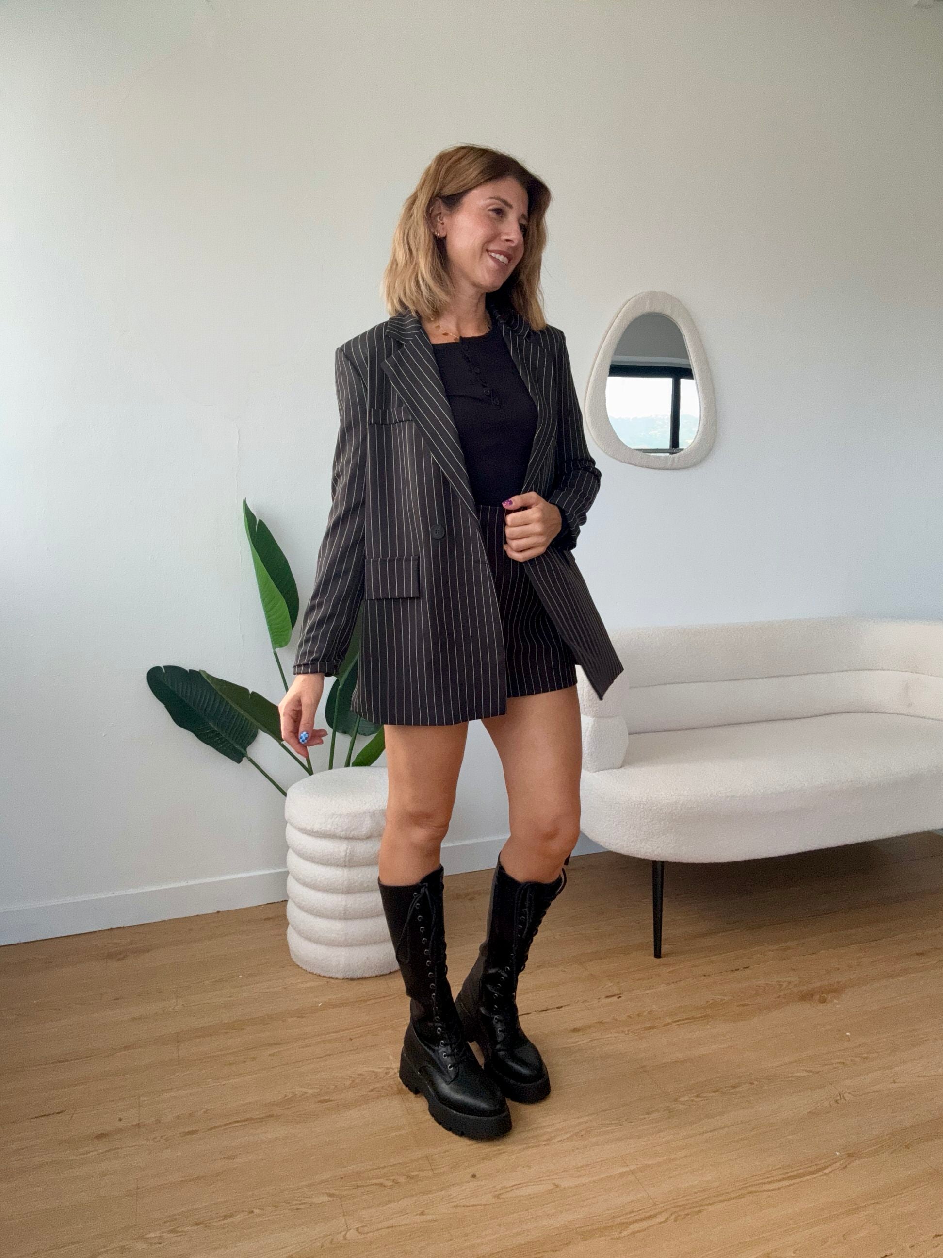 Blazer gessato doppio petto completo office