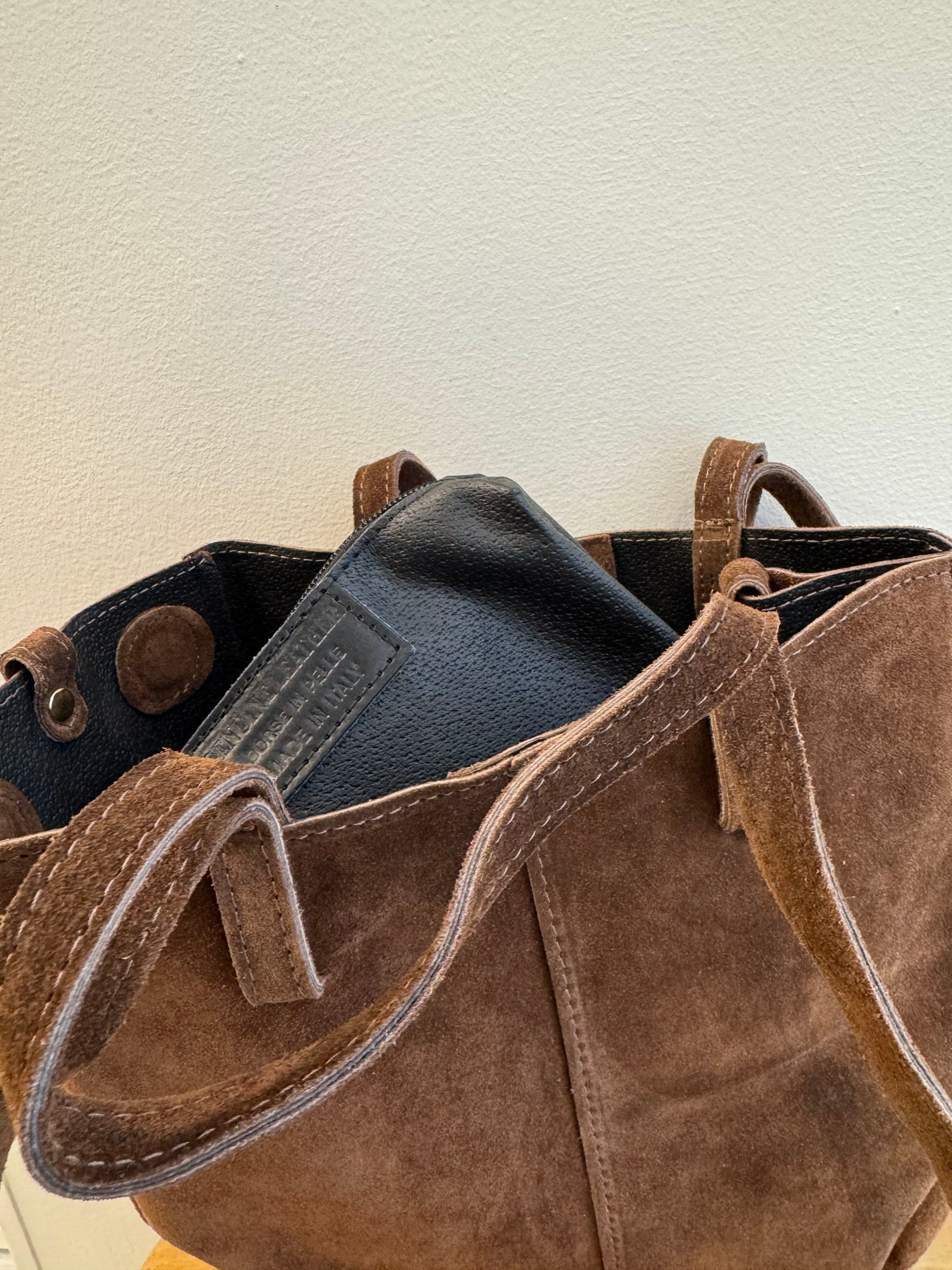 Borsa scamosciata doppia tracolla