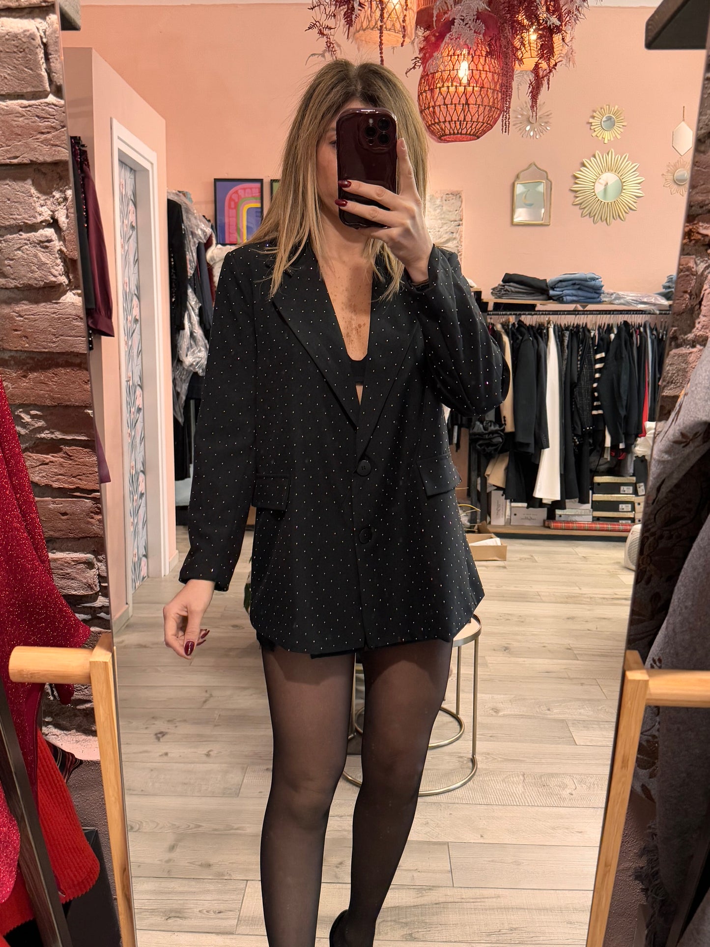 Blazer oversize con strass